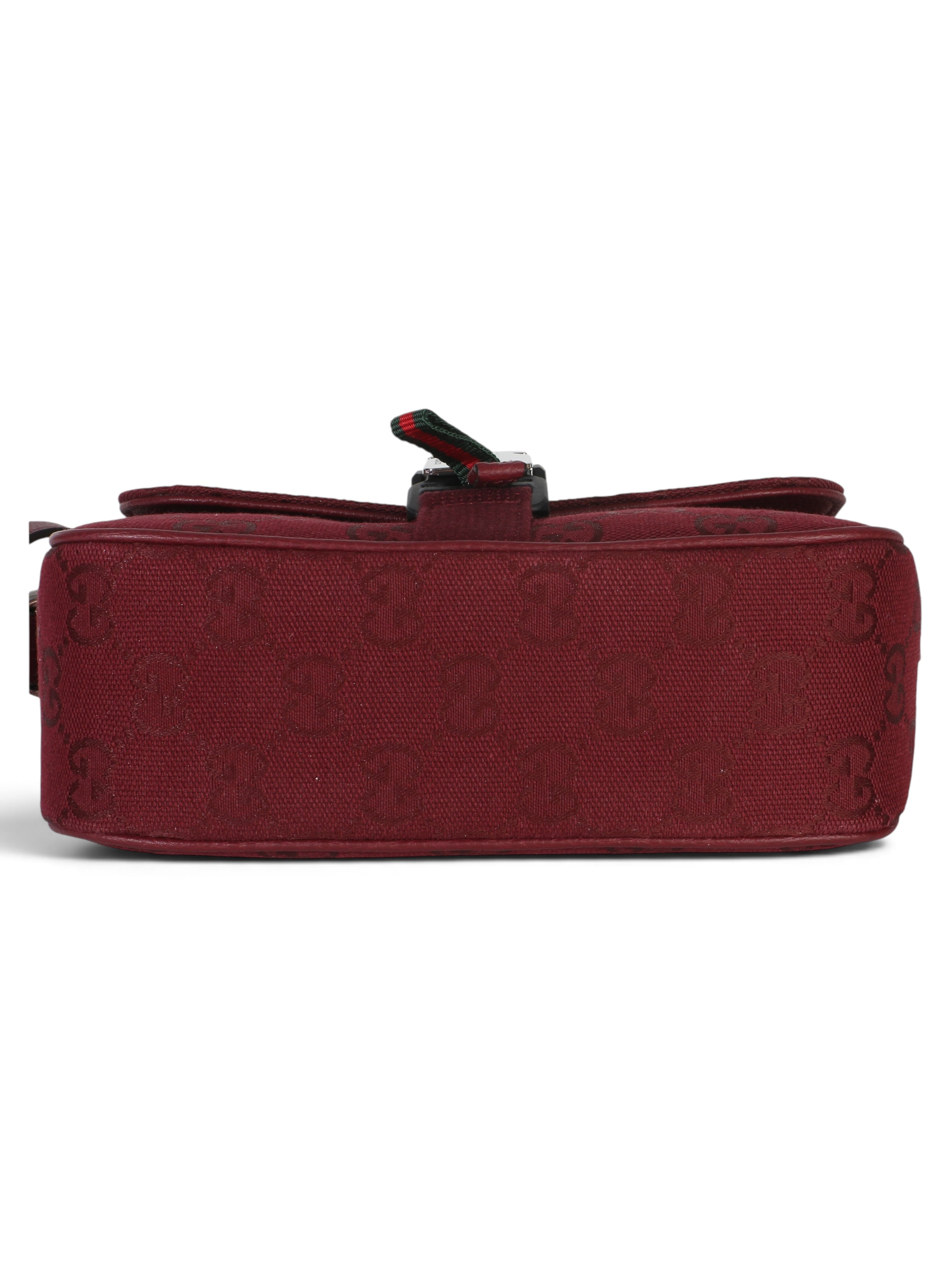 Gucci Burgundy Monogram Canvas Small Buckle Messenger