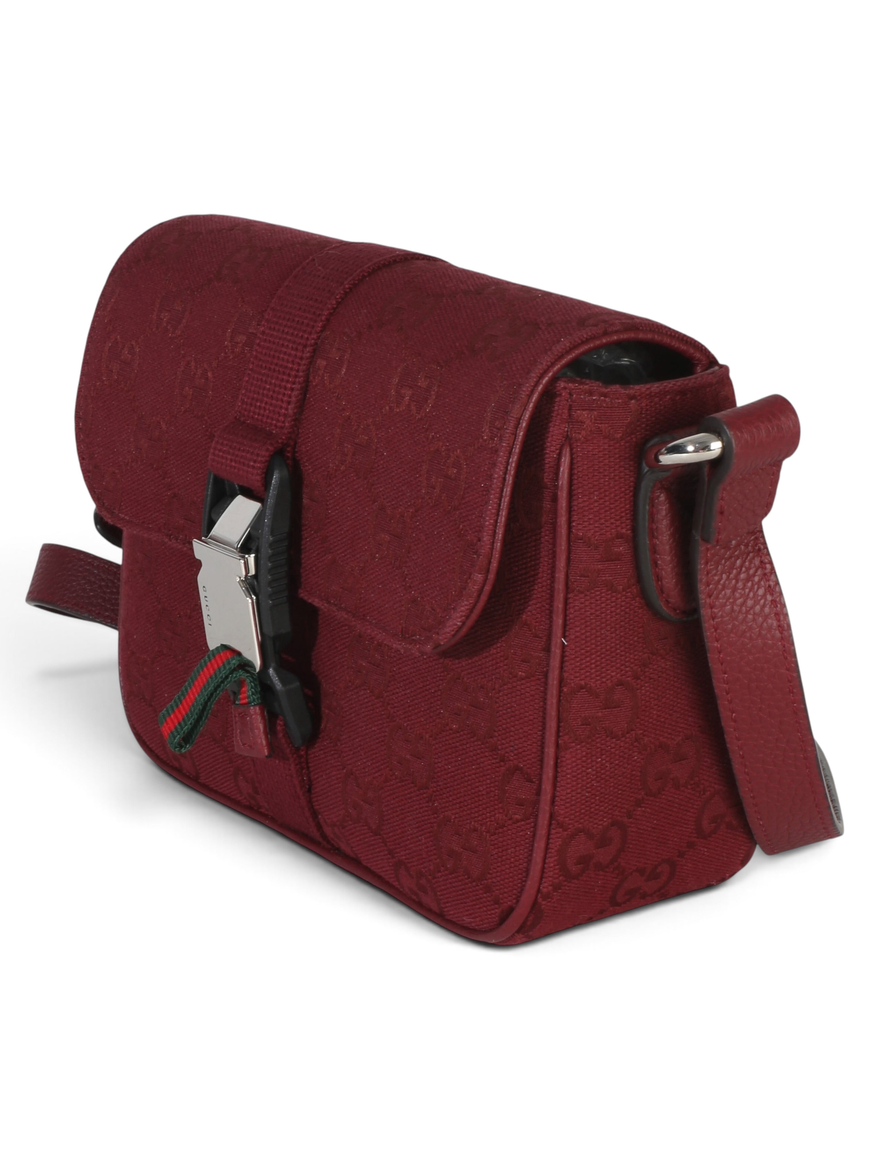Gucci Burgundy Monogram Canvas Small Buckle Messenger
