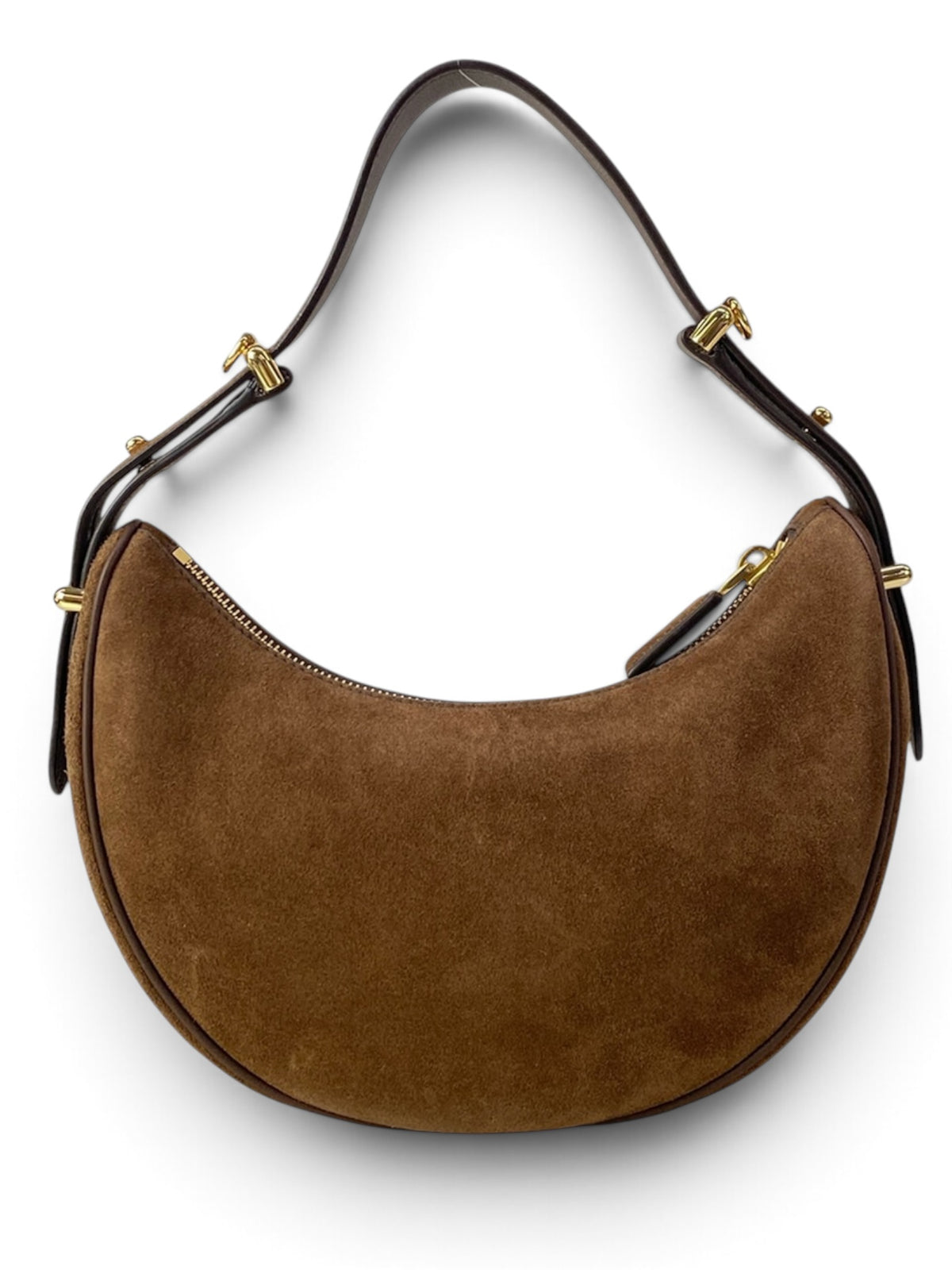 Prada Brown Suede Leather Arque Small Two Way Full Set