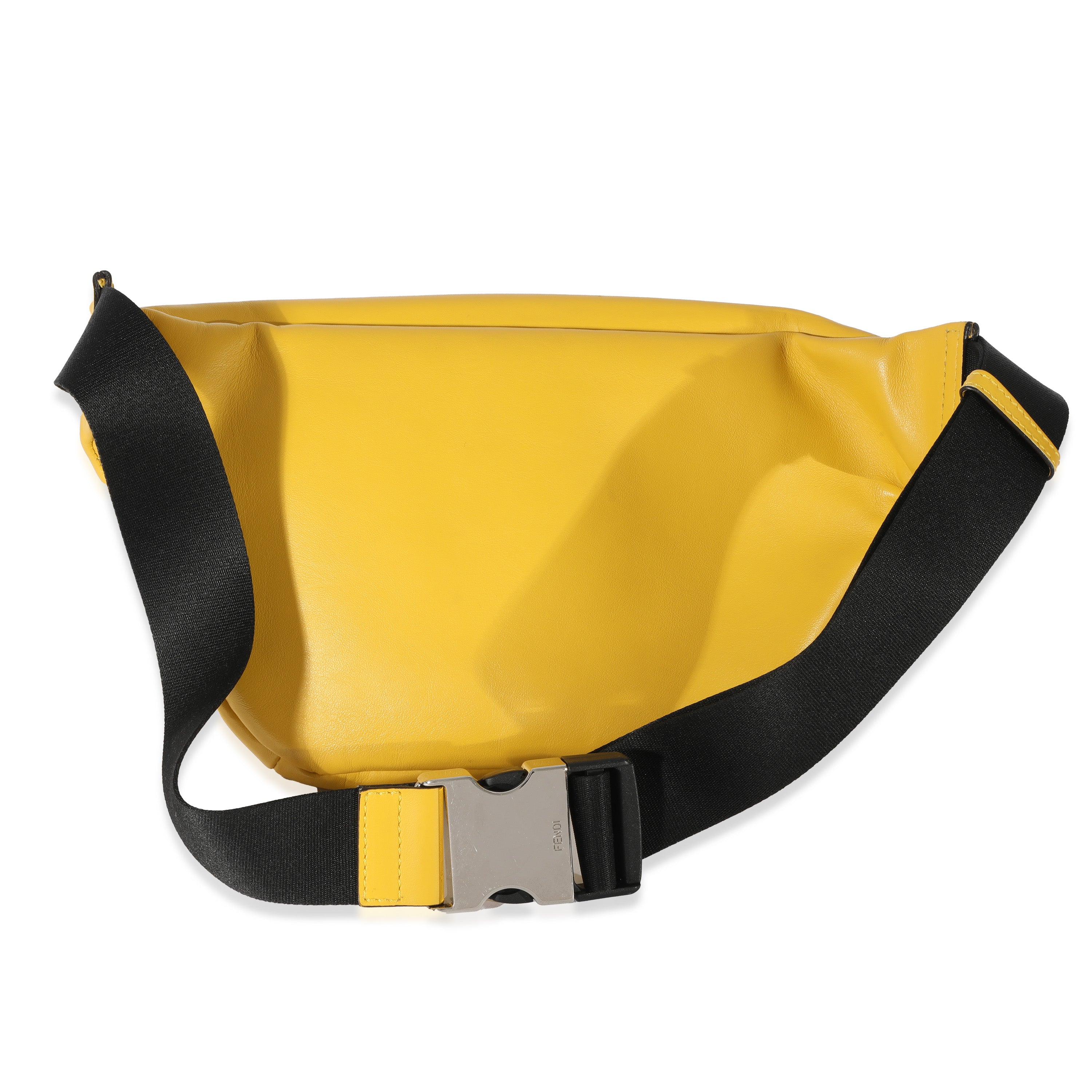 Fendi Yellow Calfskin FF 1974 Embossed Belt Bag Handbag pv