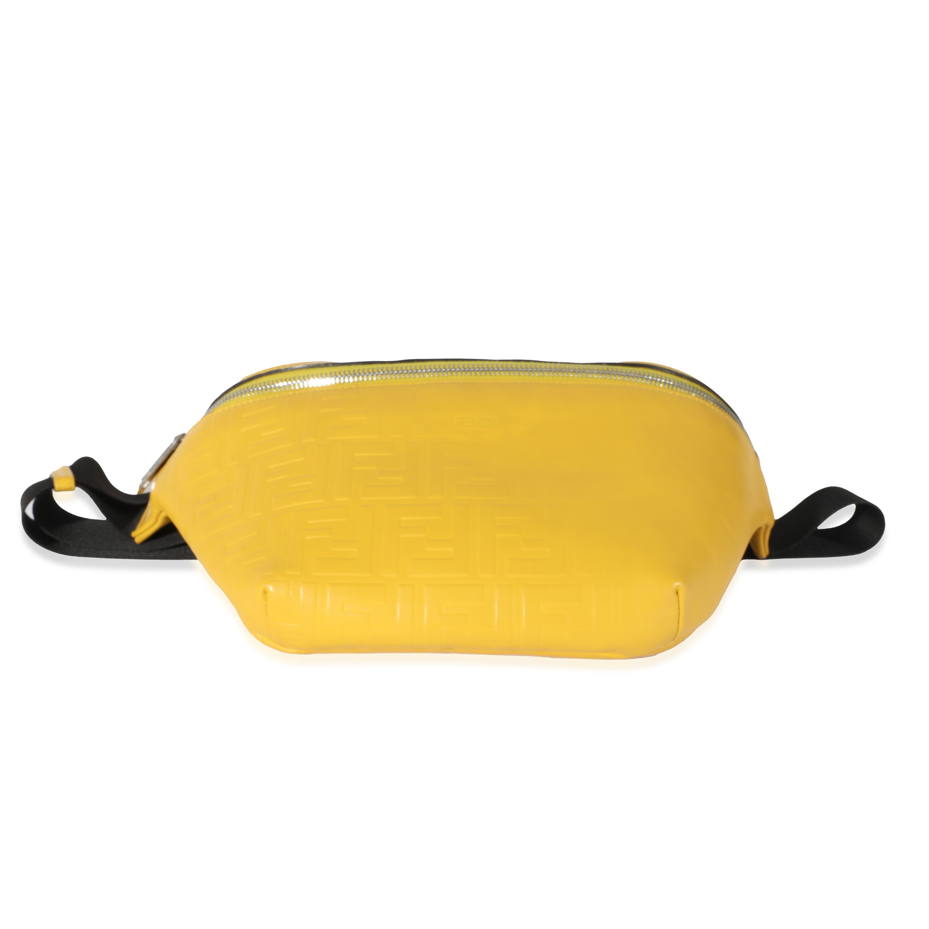 Fendi Yellow Calfskin FF 1974 Embossed Belt Bag Handbag stamp