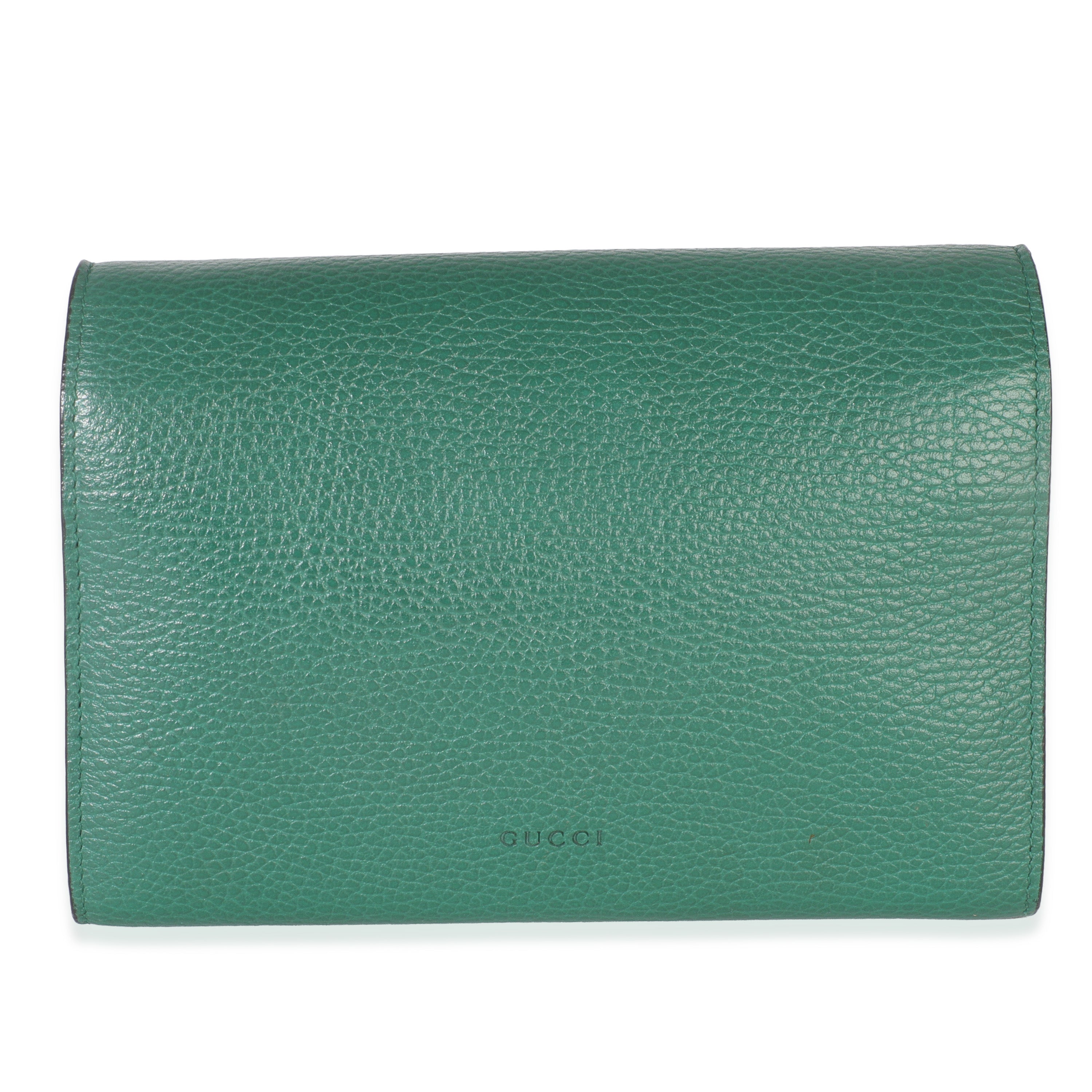 Gucci Emerald Pebbled Calfskin Dionysus Chain Wallet Handbag bv