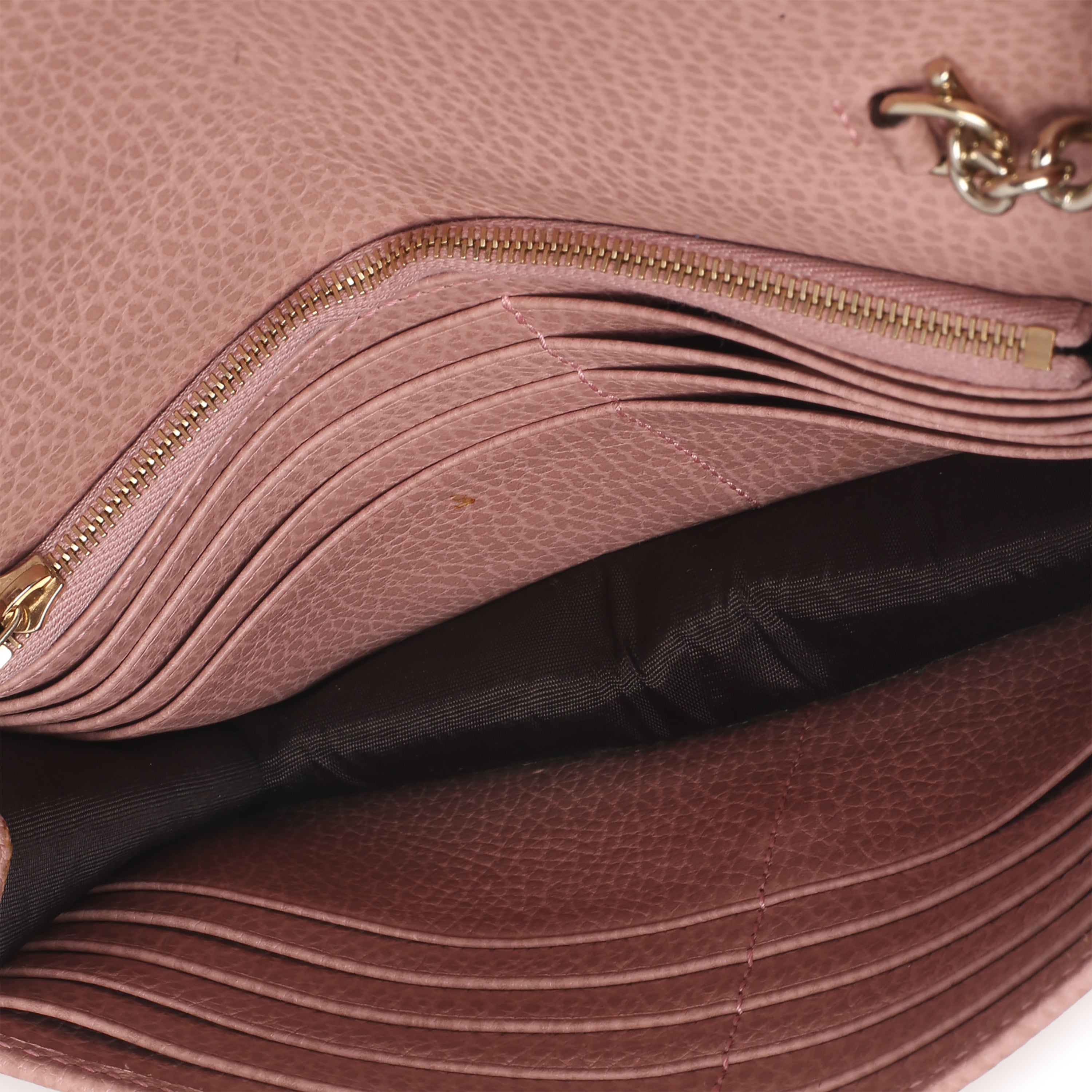 Gucci Pink Dollar Calfskin Interlocking G Wallet On Chain Handbag ad1