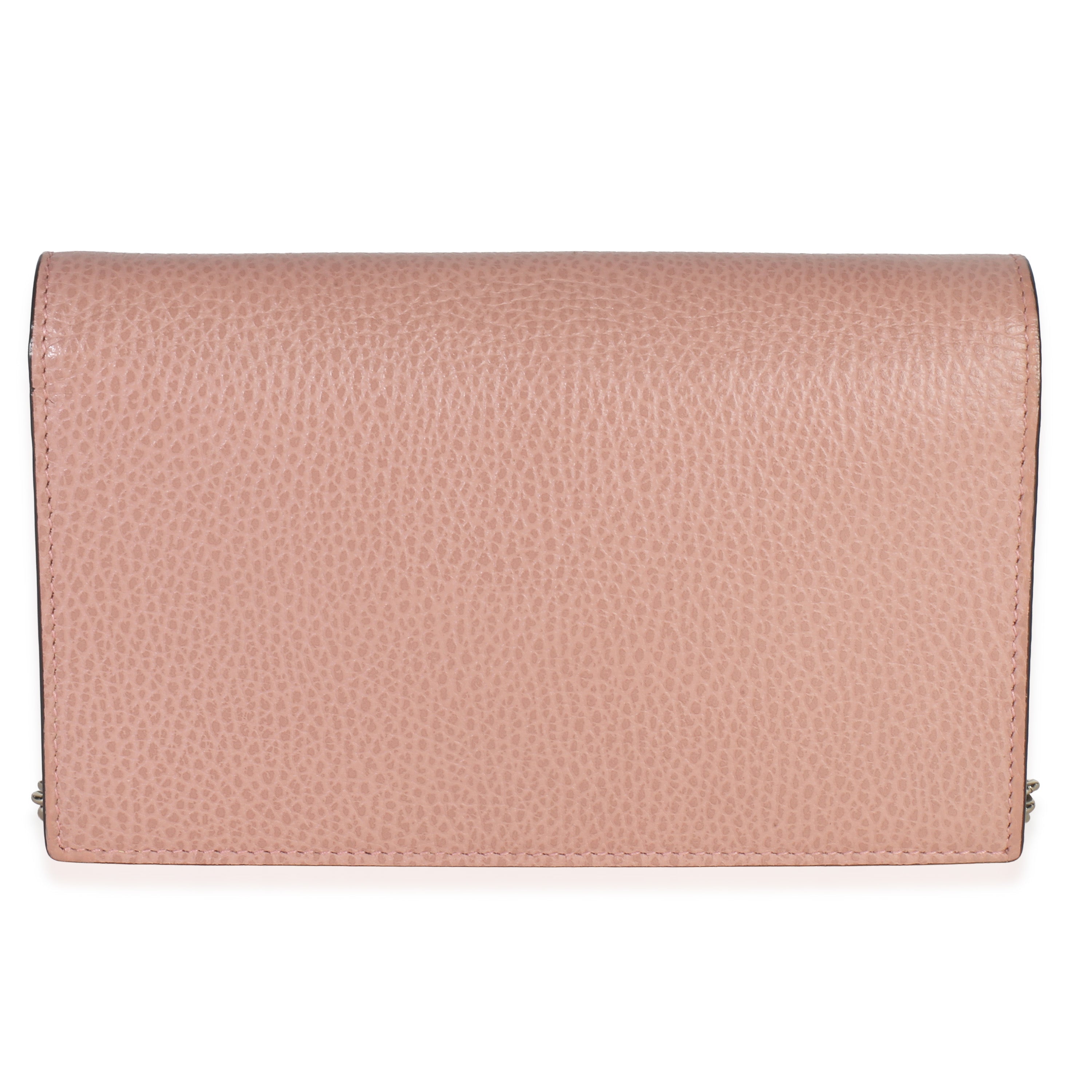 Gucci Pink Dollar Calfskin Interlocking G Wallet On Chain Handbag bv