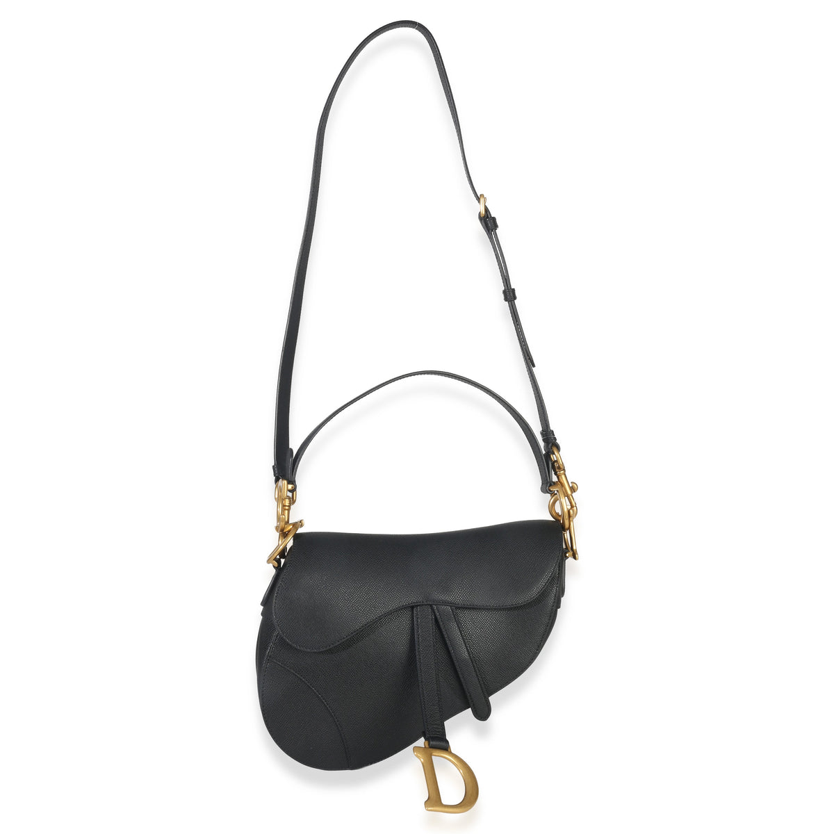 Christian Dior Black Grained Calfskin Medium Saddle Bag Handbag ad2