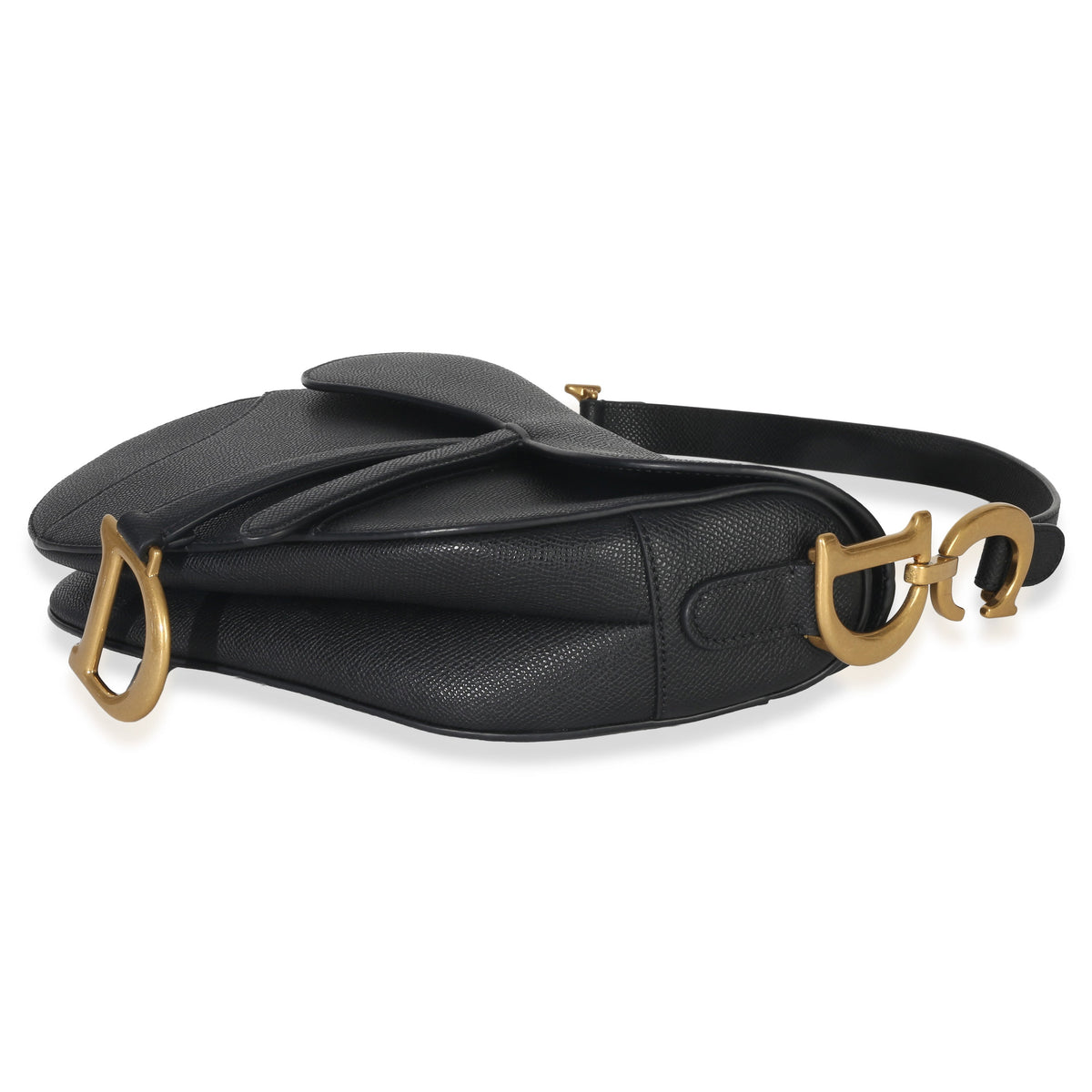 Christian Dior Black Grained Calfskin Medium Saddle Bag Handbag av