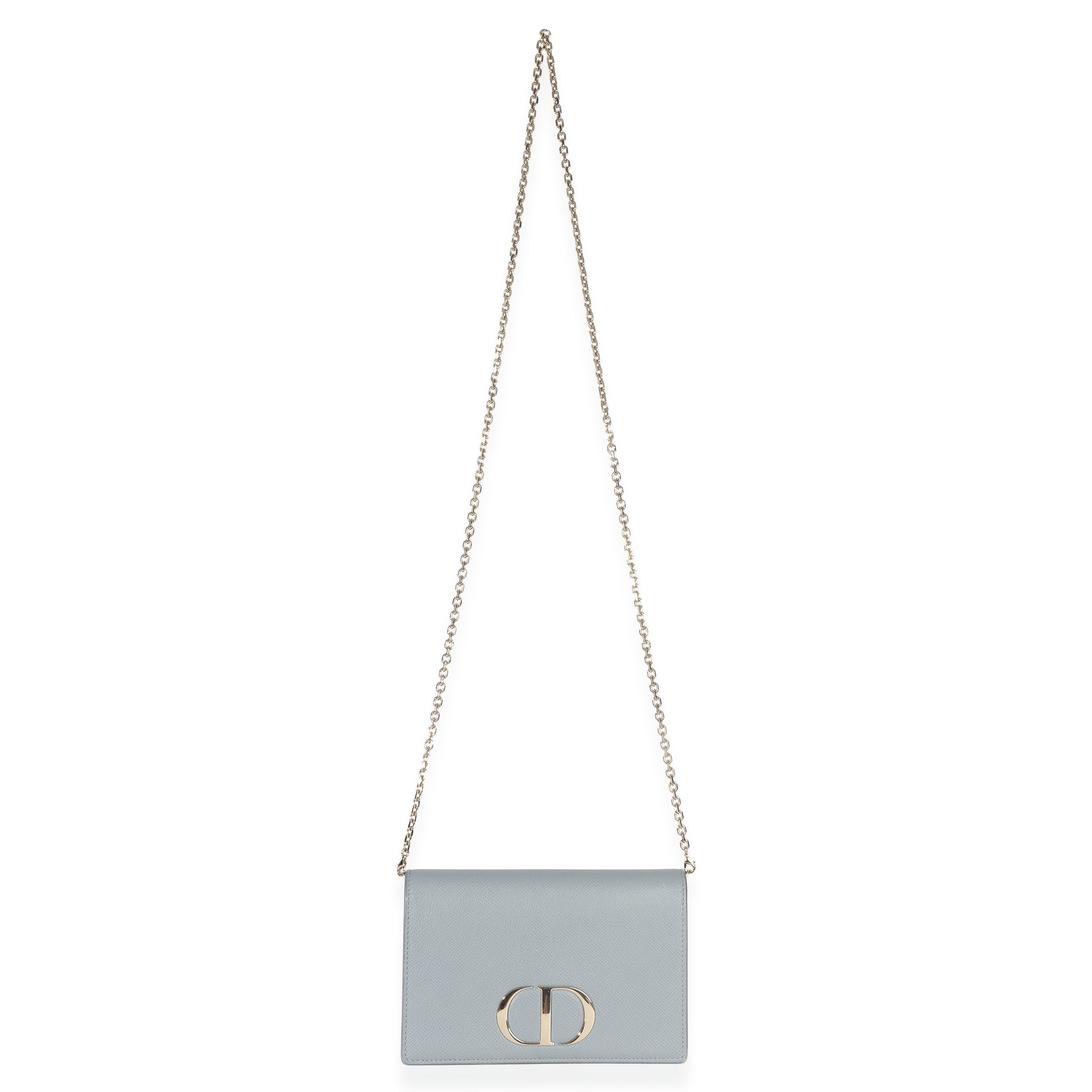 Christian Dior Blue Grained Calfskin 30 Montaigne 2 in 1 Pouch Handbag av