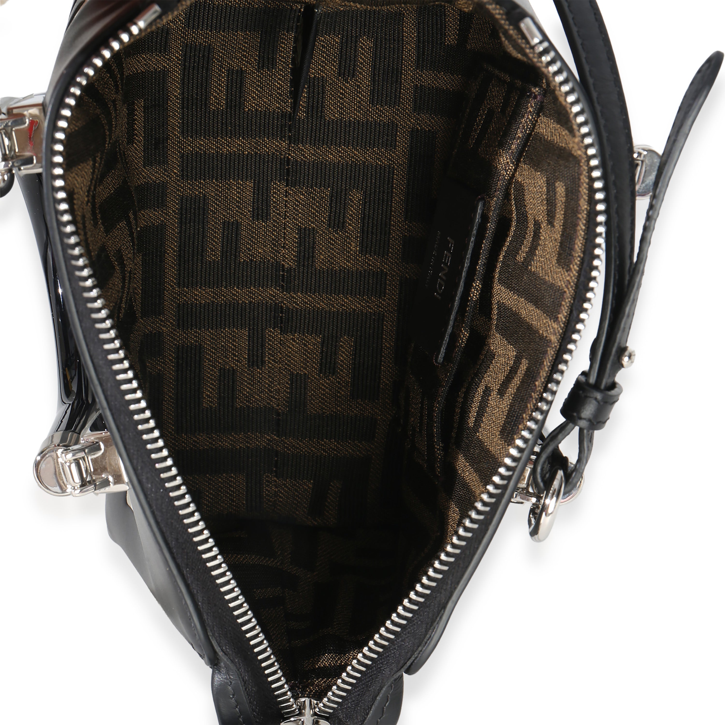Fendi Black White Vitello King Logo Embossed Plexiglass Mini By The Way Satchel Handbag box
