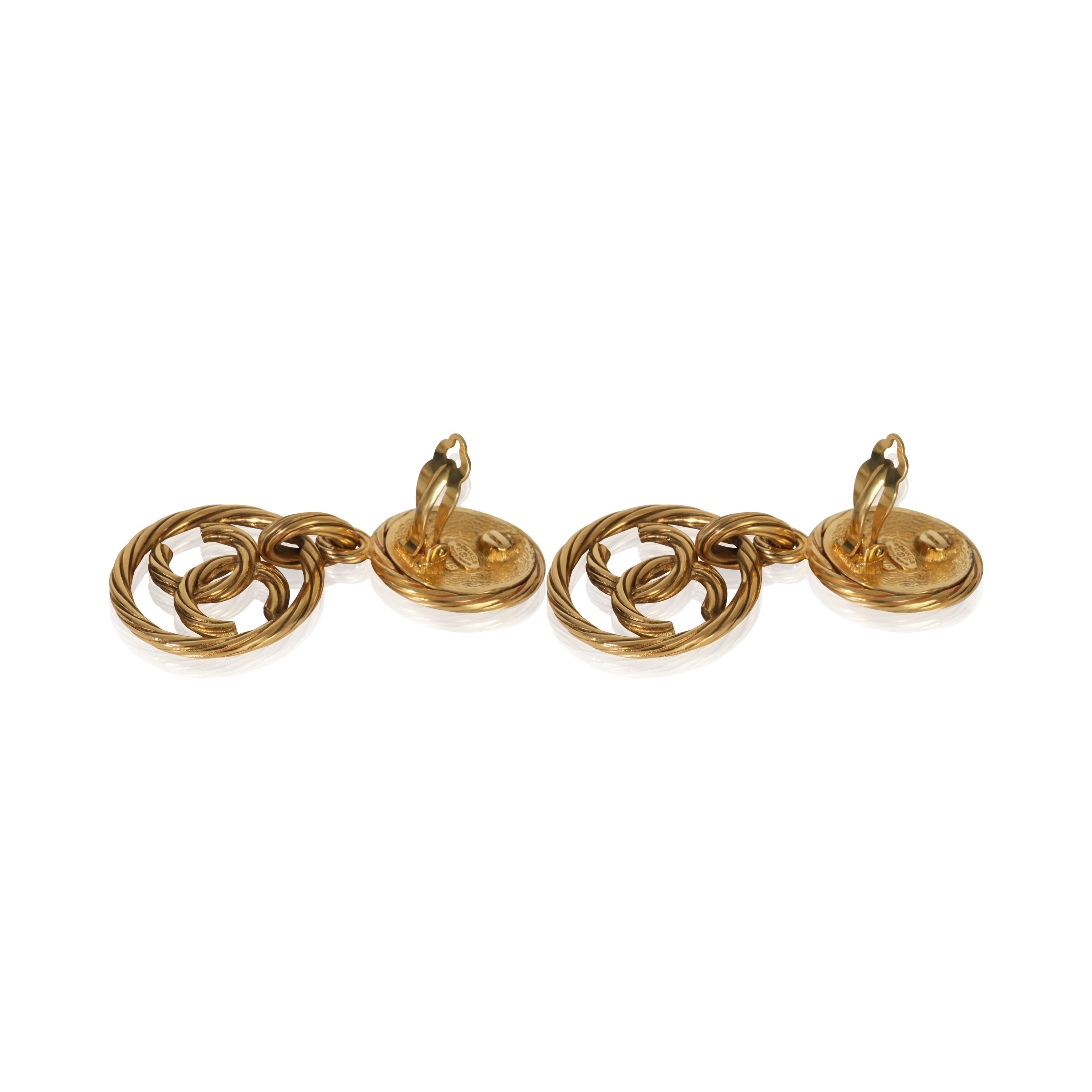 Chanel Gold Plated 1993 CC Drop Earrings pv