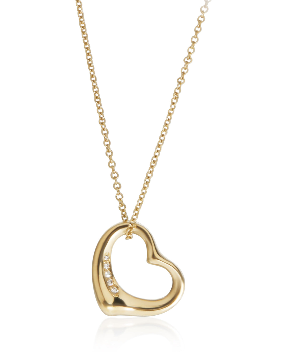 Tiffany & Co. Yellow Gold Diamond Elsa Peretti Open Heart Pendant fv