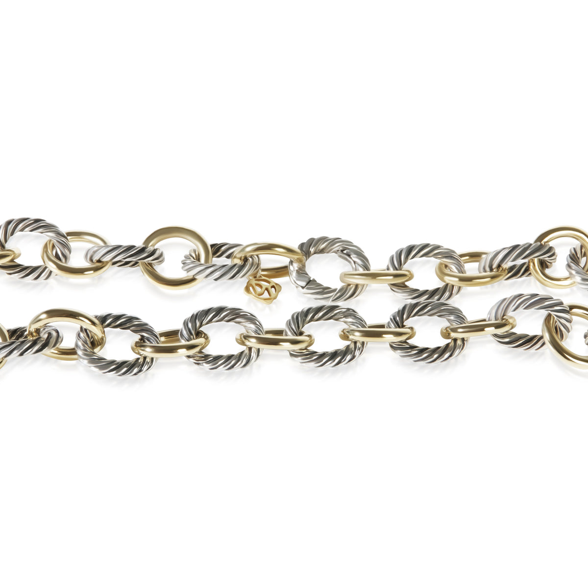 David Yurman 1/4 18K Yellow Gold & Sterling Silver Oval Link Necklace clasp