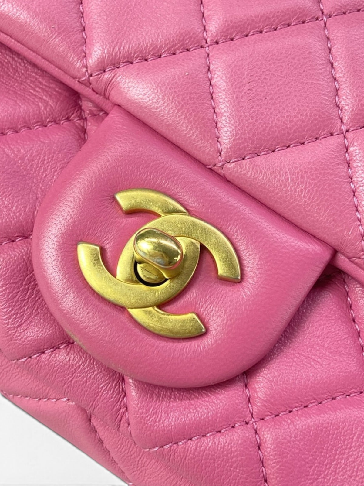 Chanel Pink Lambskin Mini Rectangular Pearl Crush