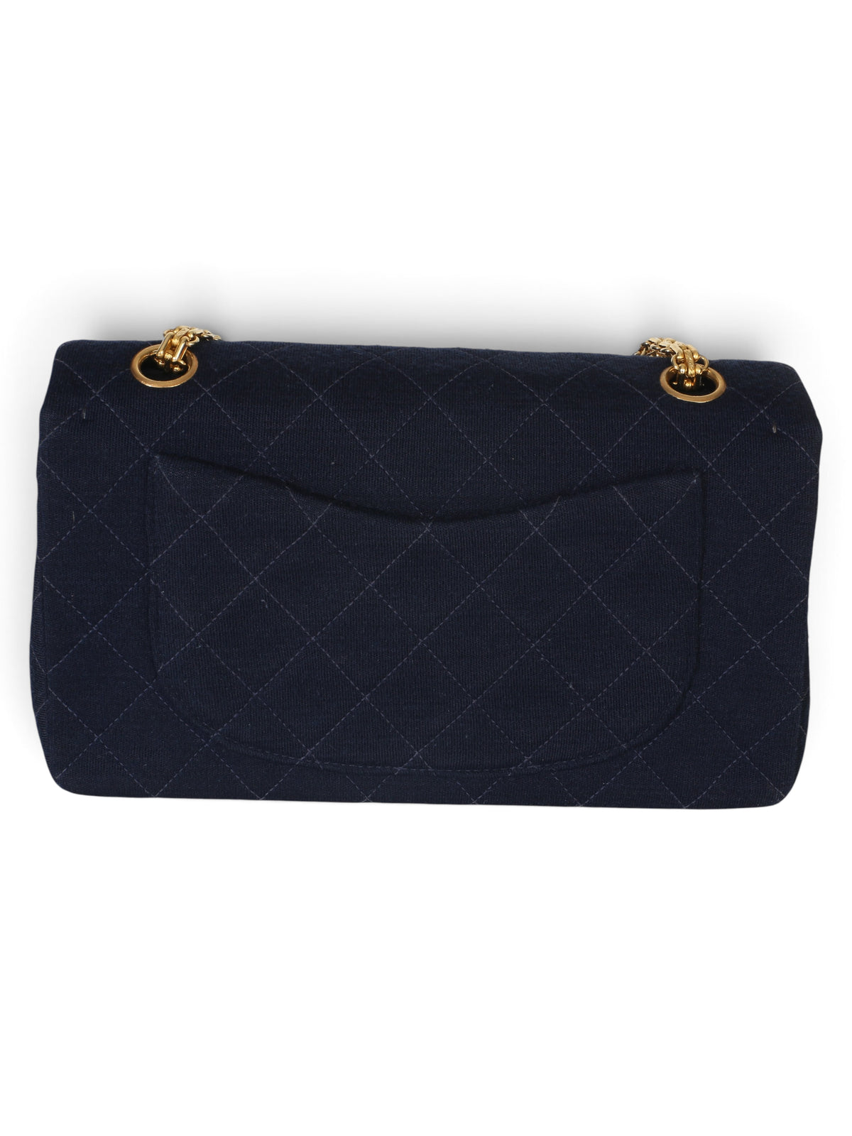 Chanel Vintage Blue Quilted Jersey Small Double Flap