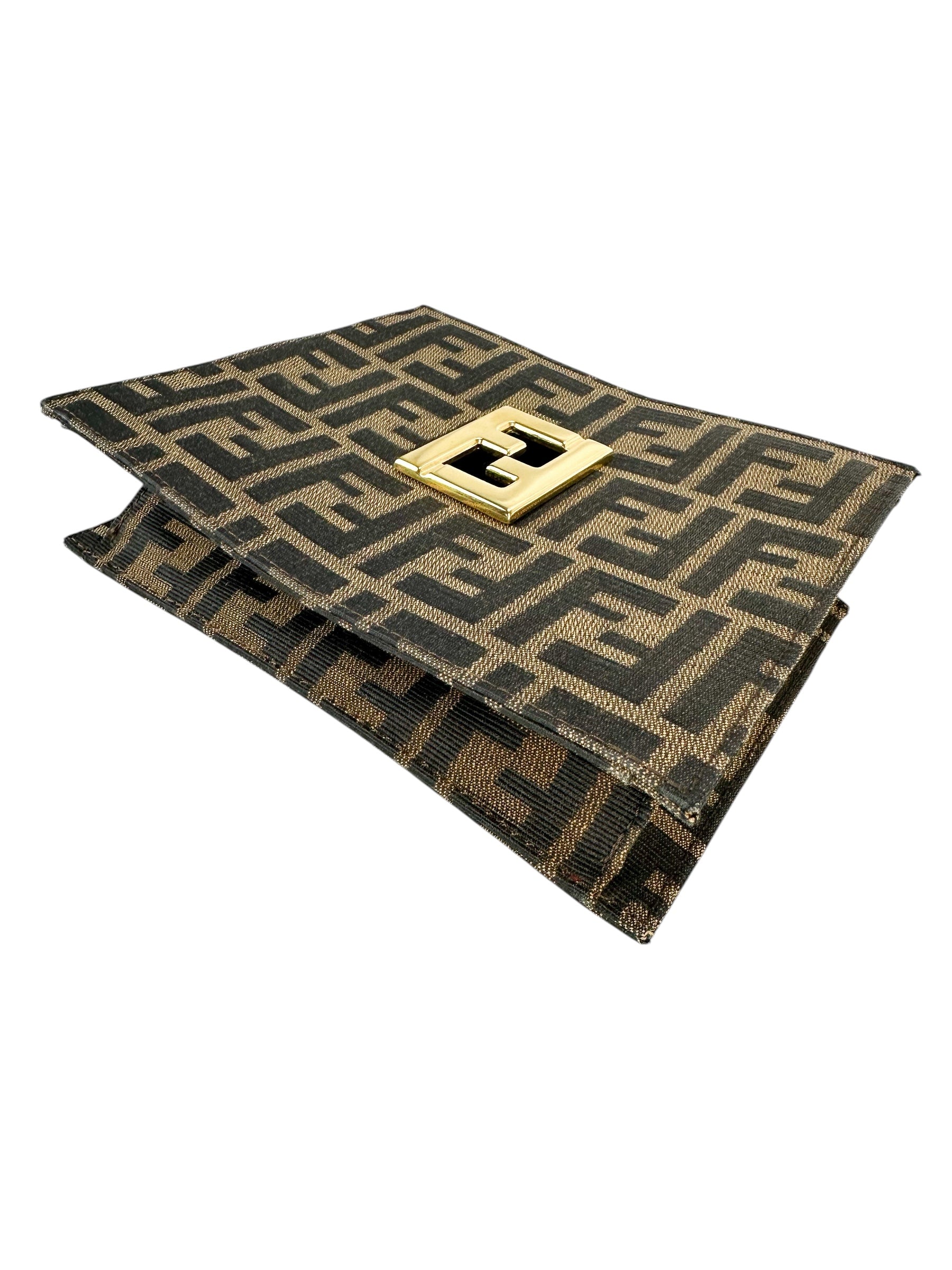 Fendi Zucca Brown Canvas Clutch