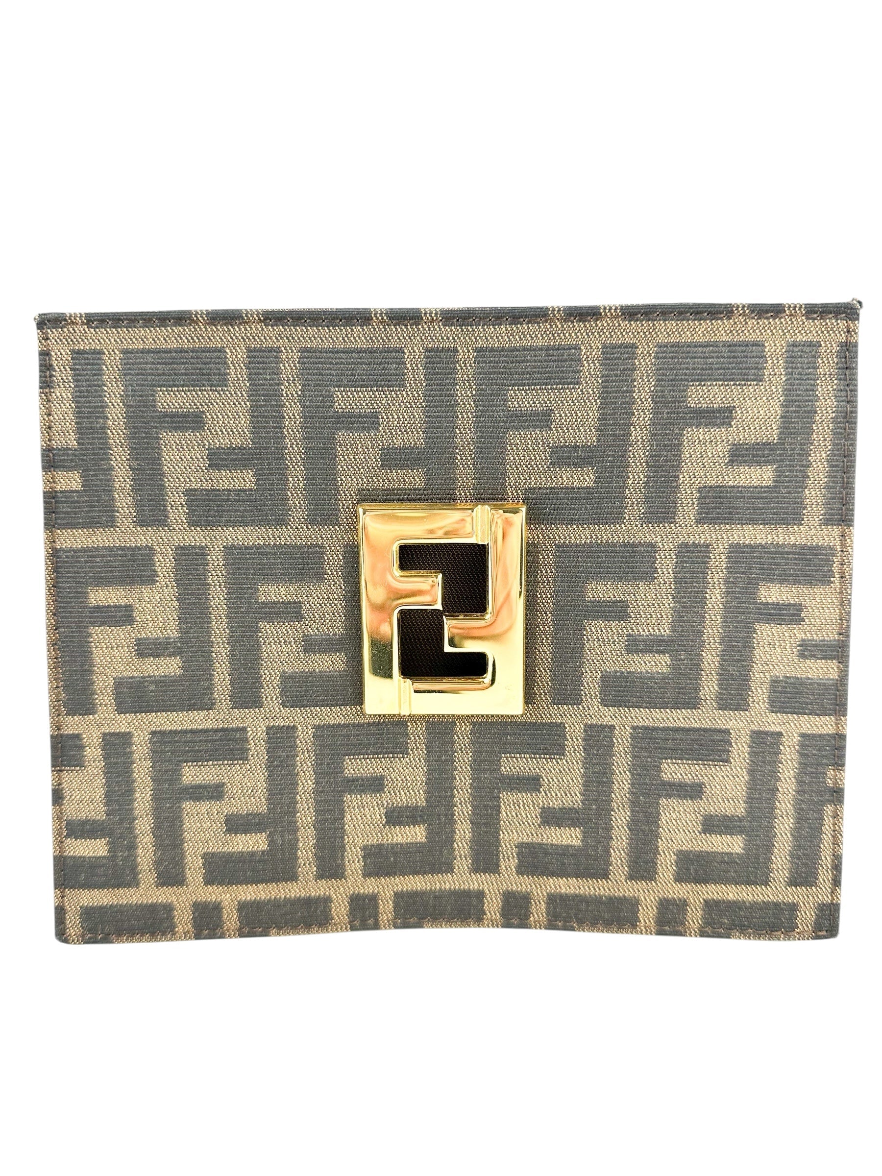 Fendi Zucca Brown Canvas Clutch