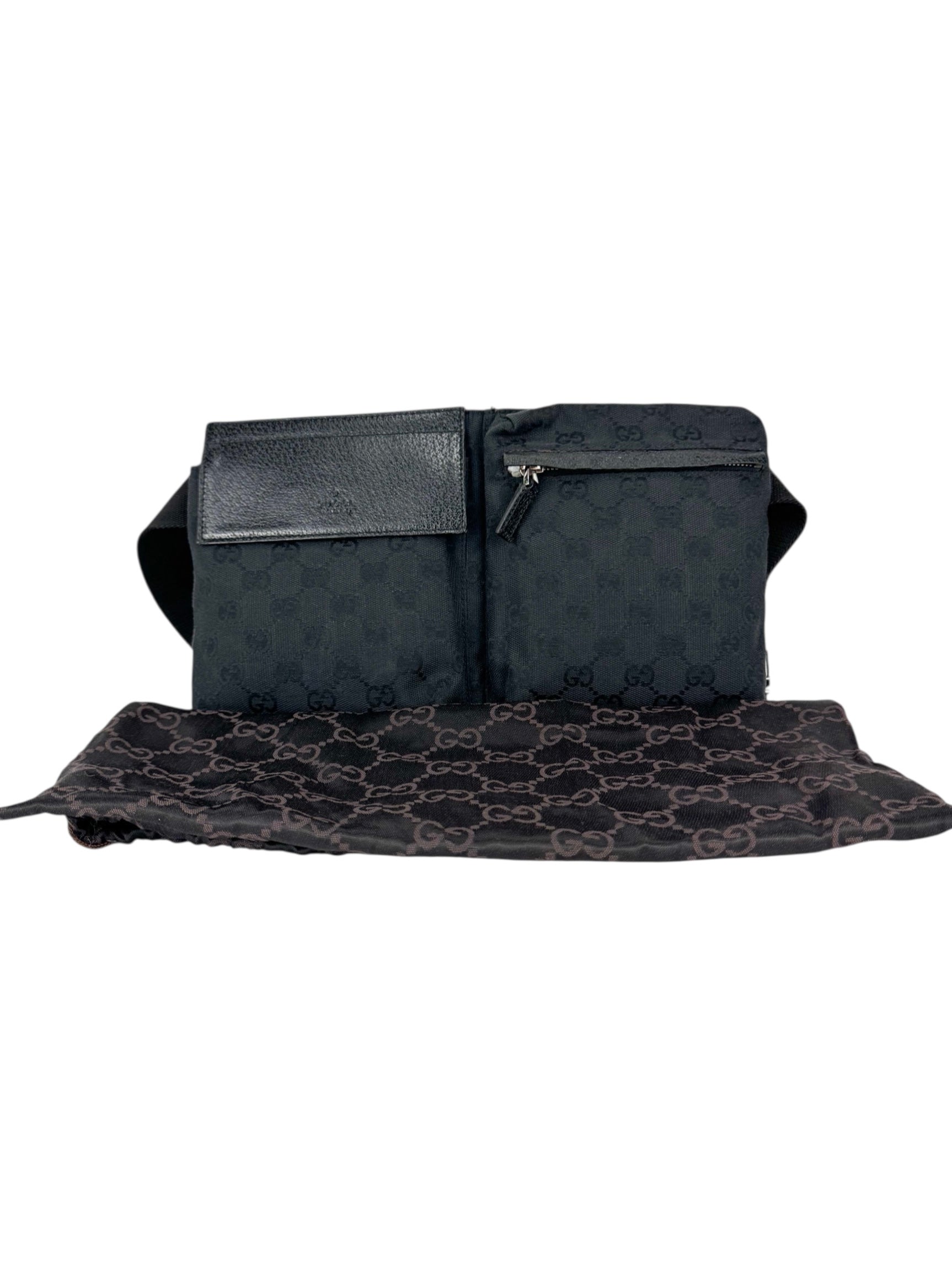 Gucci Black Canvas and Leather Bum Bag