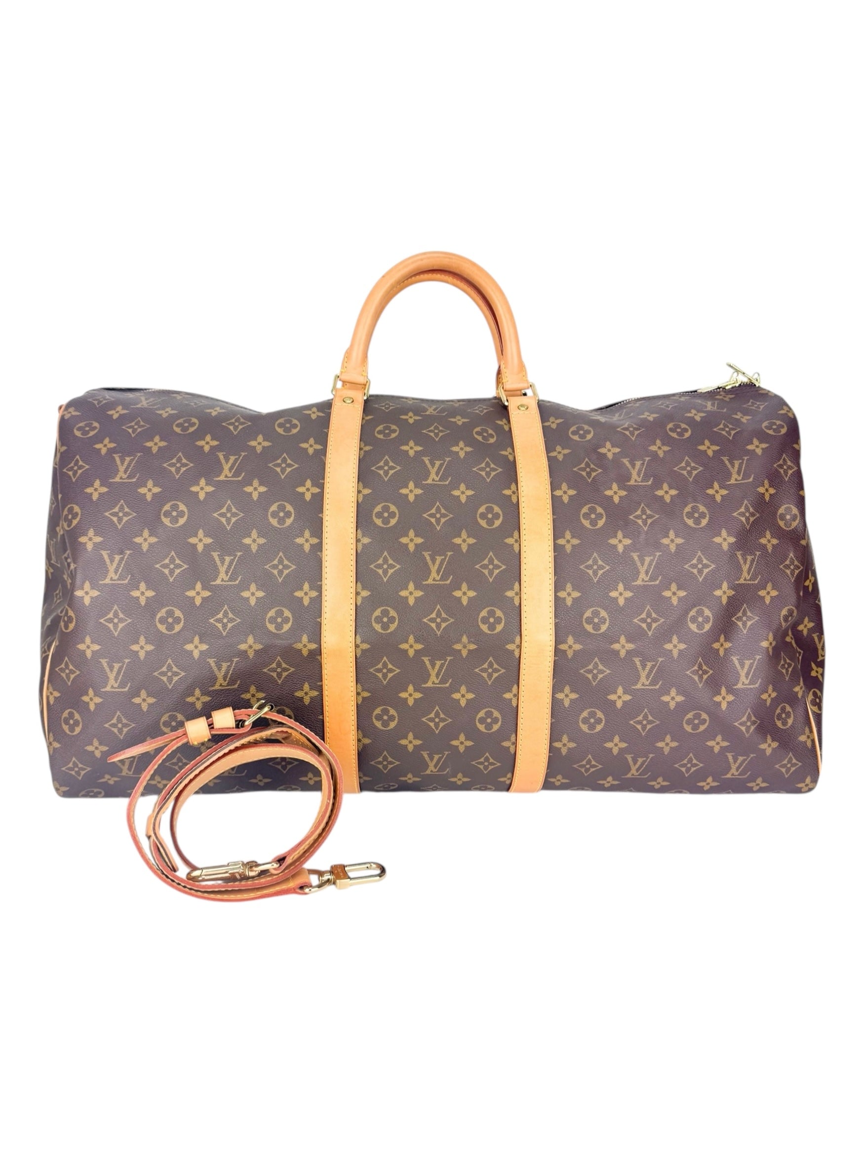 Louis Vuitton Monogram Canvas Leather Keepall 60 Bandouliere