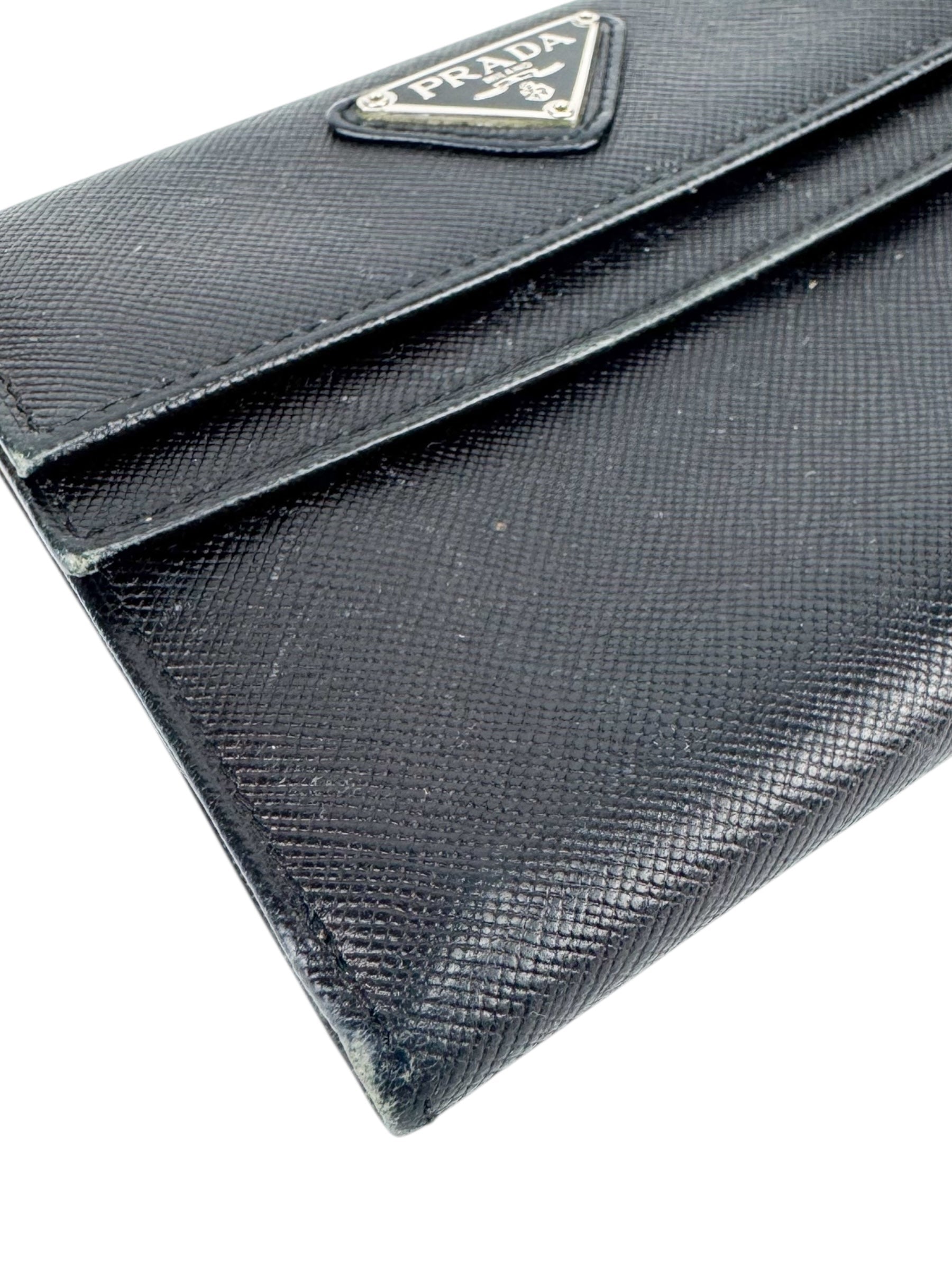 Prada Black Saffiano Leather Tri-fold Wallet