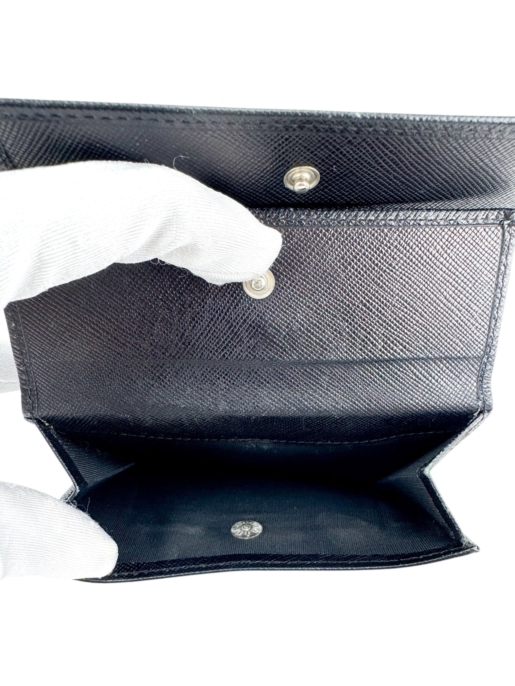 Prada Black Saffiano Leather Tri-fold Wallet