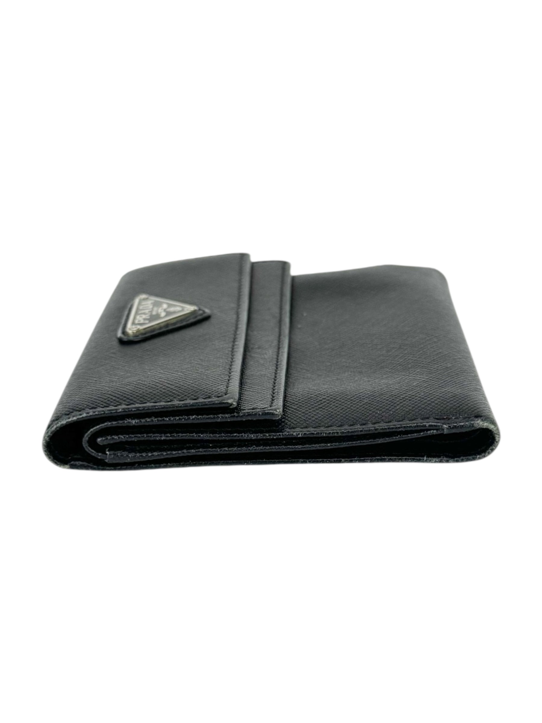Prada Black Saffiano Leather Tri-fold Wallet