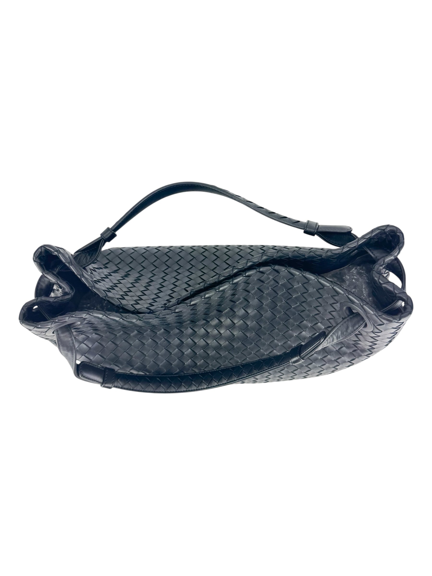 Bottega Veneta Black Leather Intrecciato Garda Tote Bag Medium