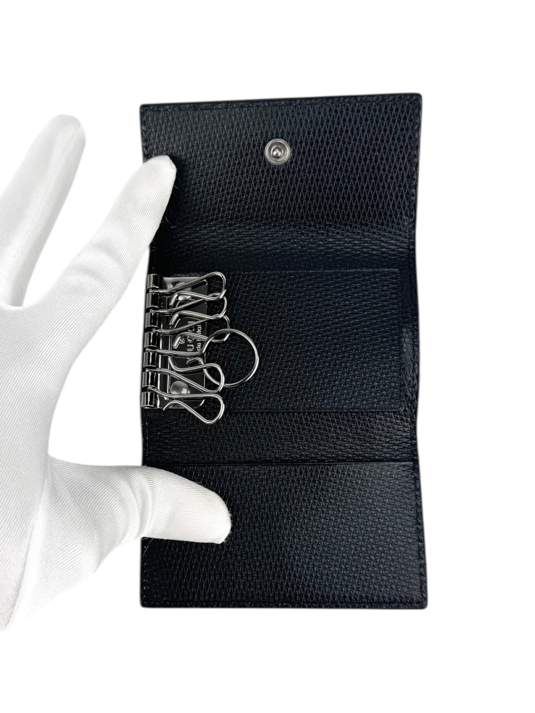 Gucci Black Leather 6-Ring Key Case