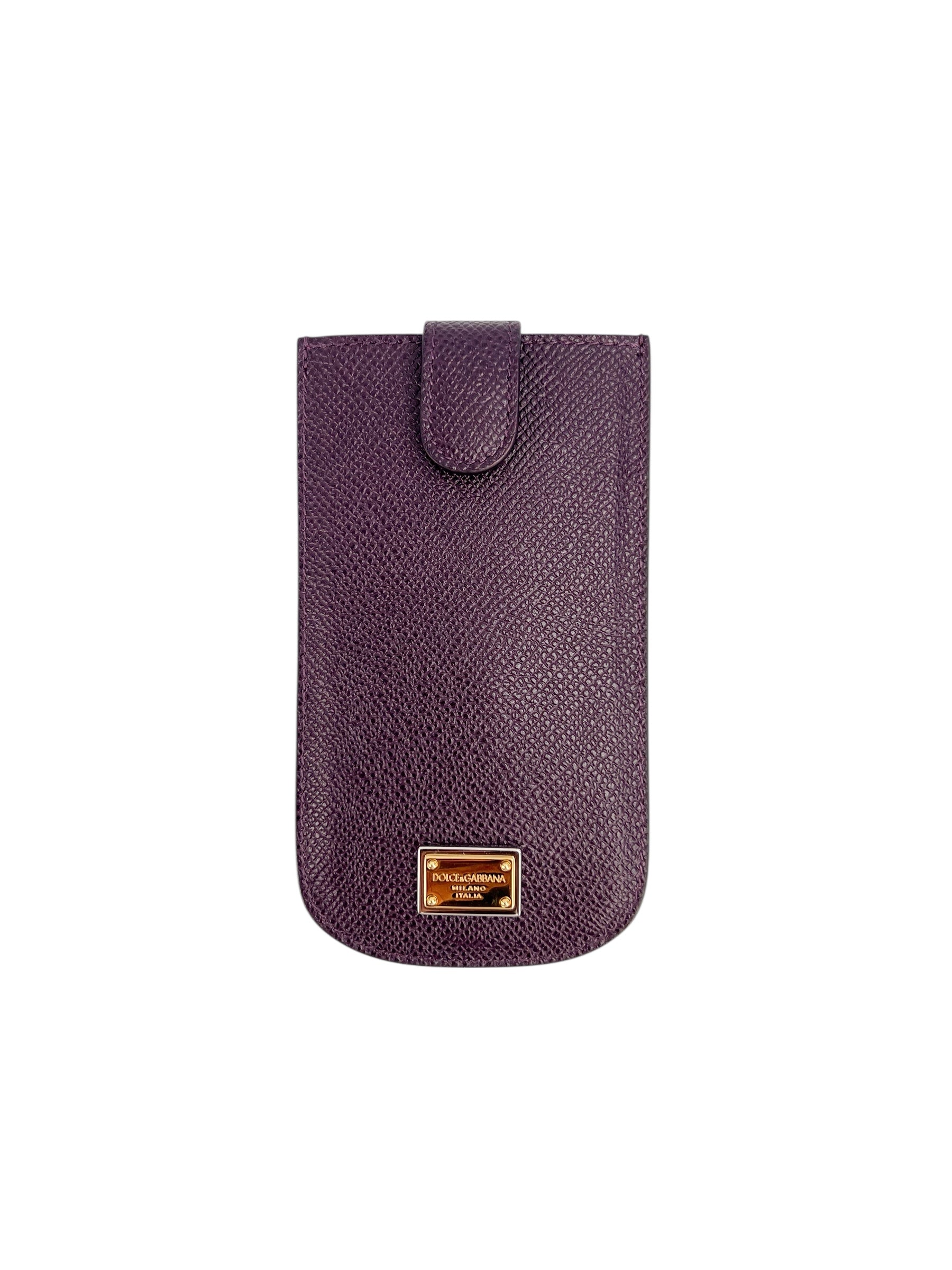 Dolce & Gabbana Plum Saffiano Leather Snap Pouch