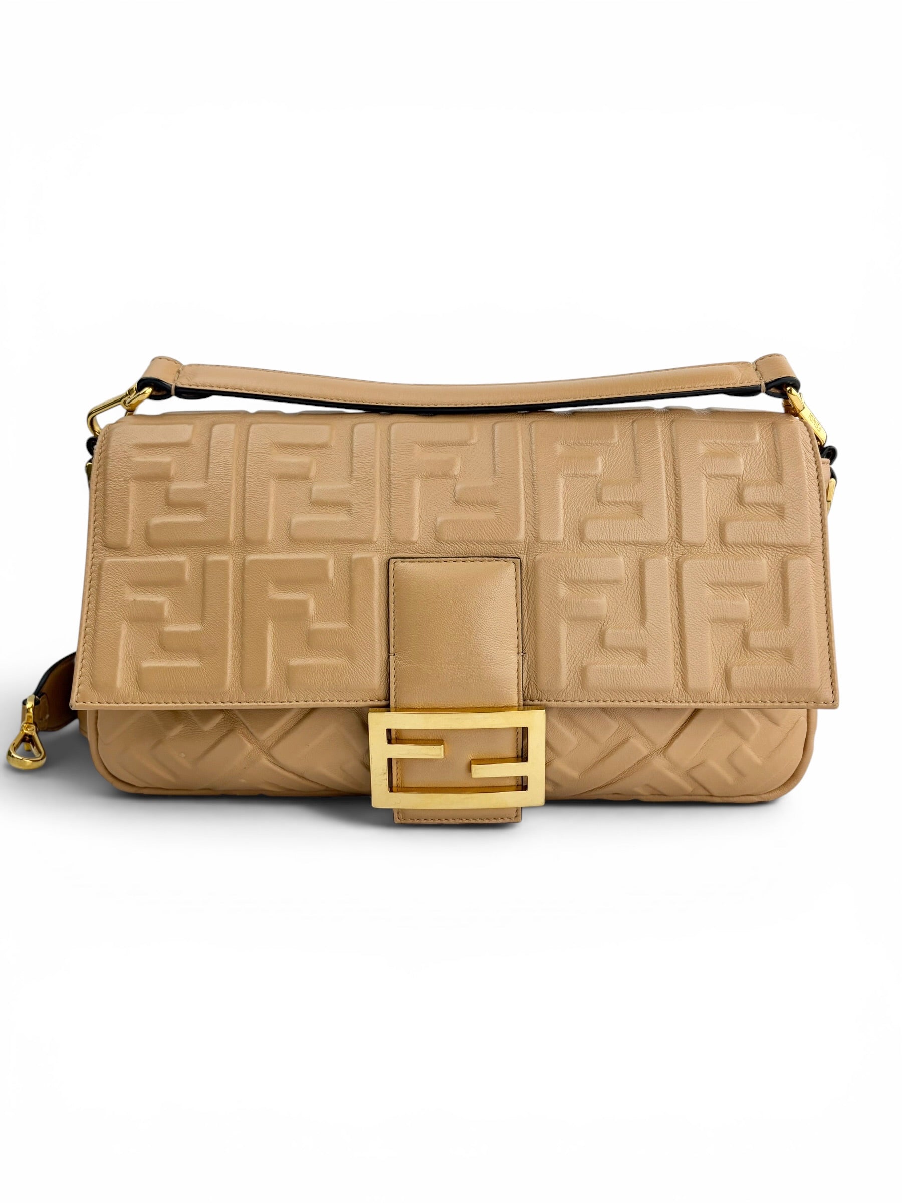 fendi-camel-leather-embossed-zucca-large-baguette-0