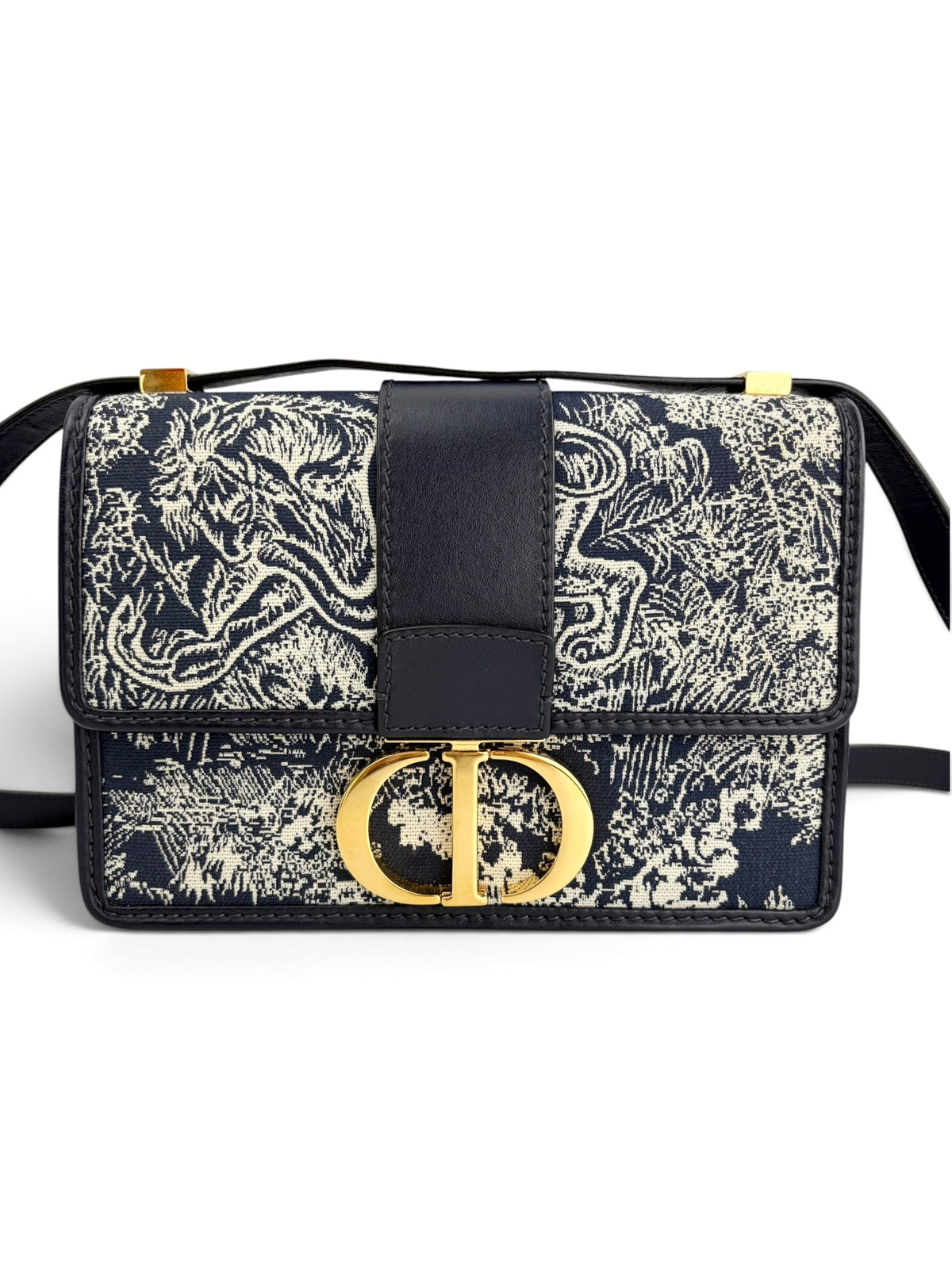 christian-dior-navy-canvas-30-montaigne-flap-bag-0