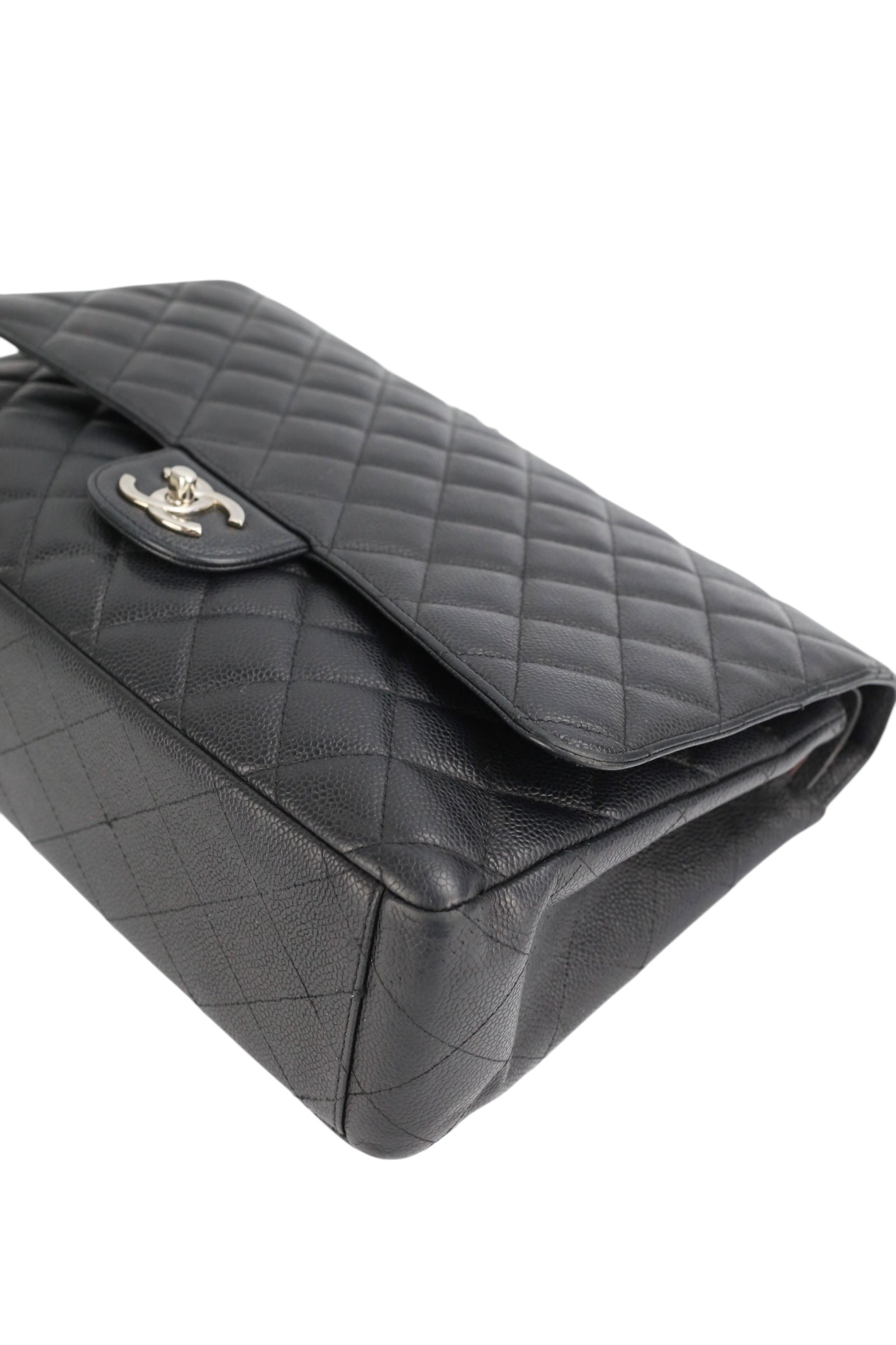 Chanel Black Caviar Double Flap Maxi In Box