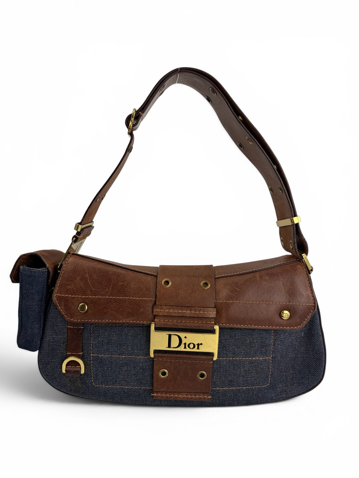 Christian Dior Vintage Denim Street Chic Columbus Shoulder Bag
