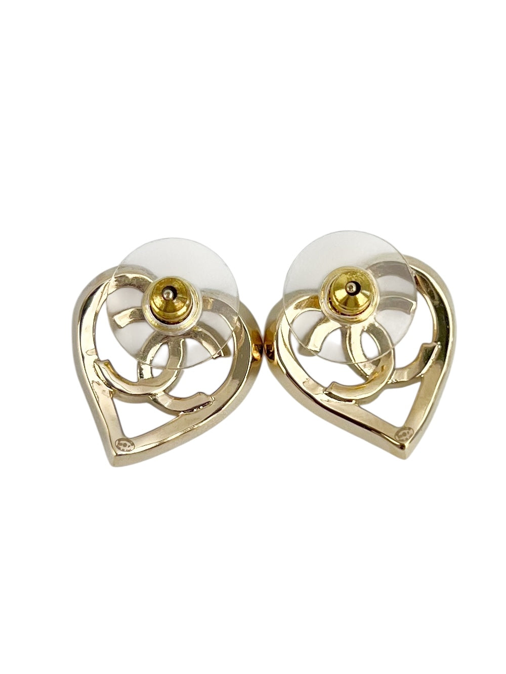Chanel CC Heart Gold Tone Earrings (FULL SET)