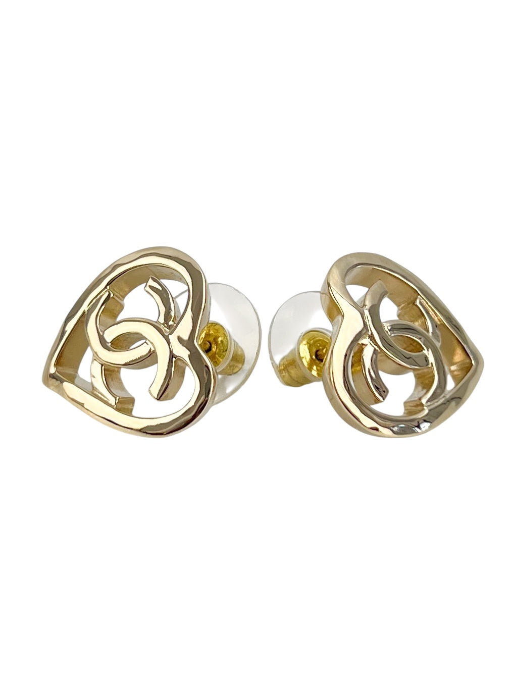 Chanel CC Heart Gold Tone Earrings (FULL SET)