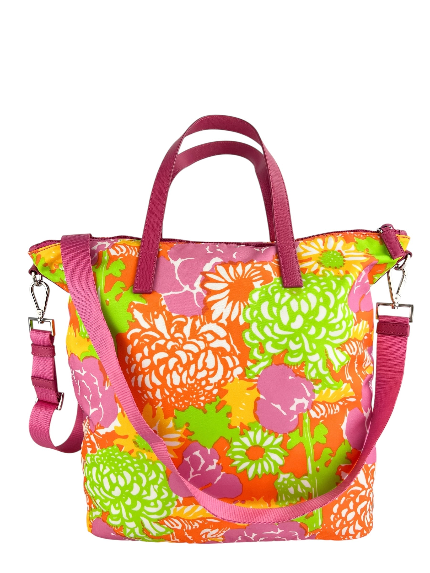 Prada Tessuto Floral Print Nylon Convertible Tote