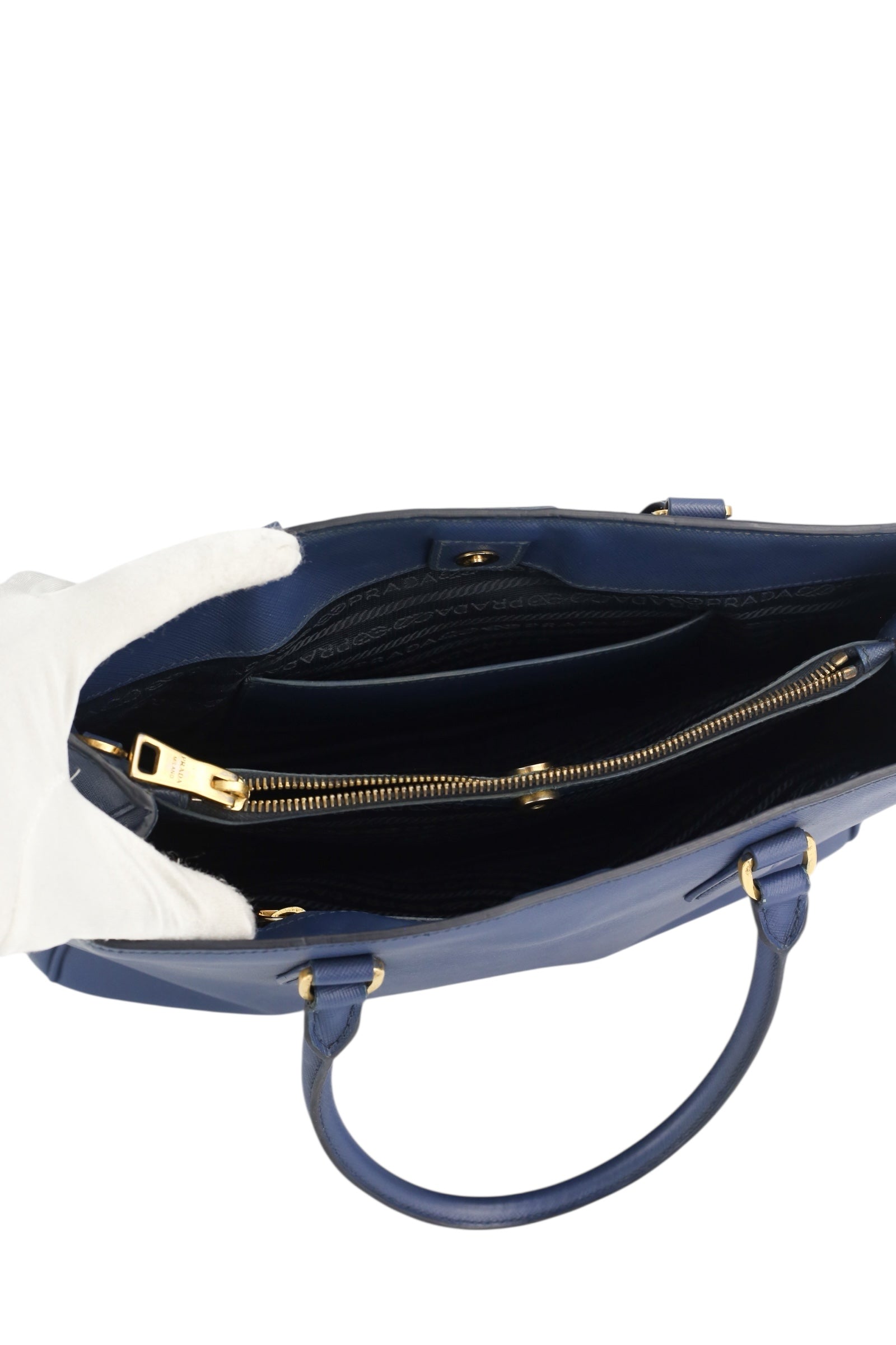 Prada Navy Blue Saffiano Leather Tote