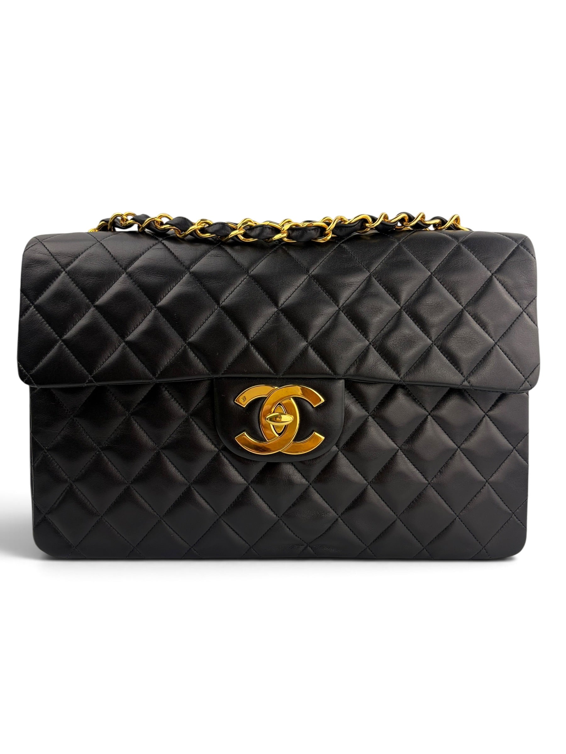 chanel-vintage-black-lambskin-maxi-24k-full-set-0