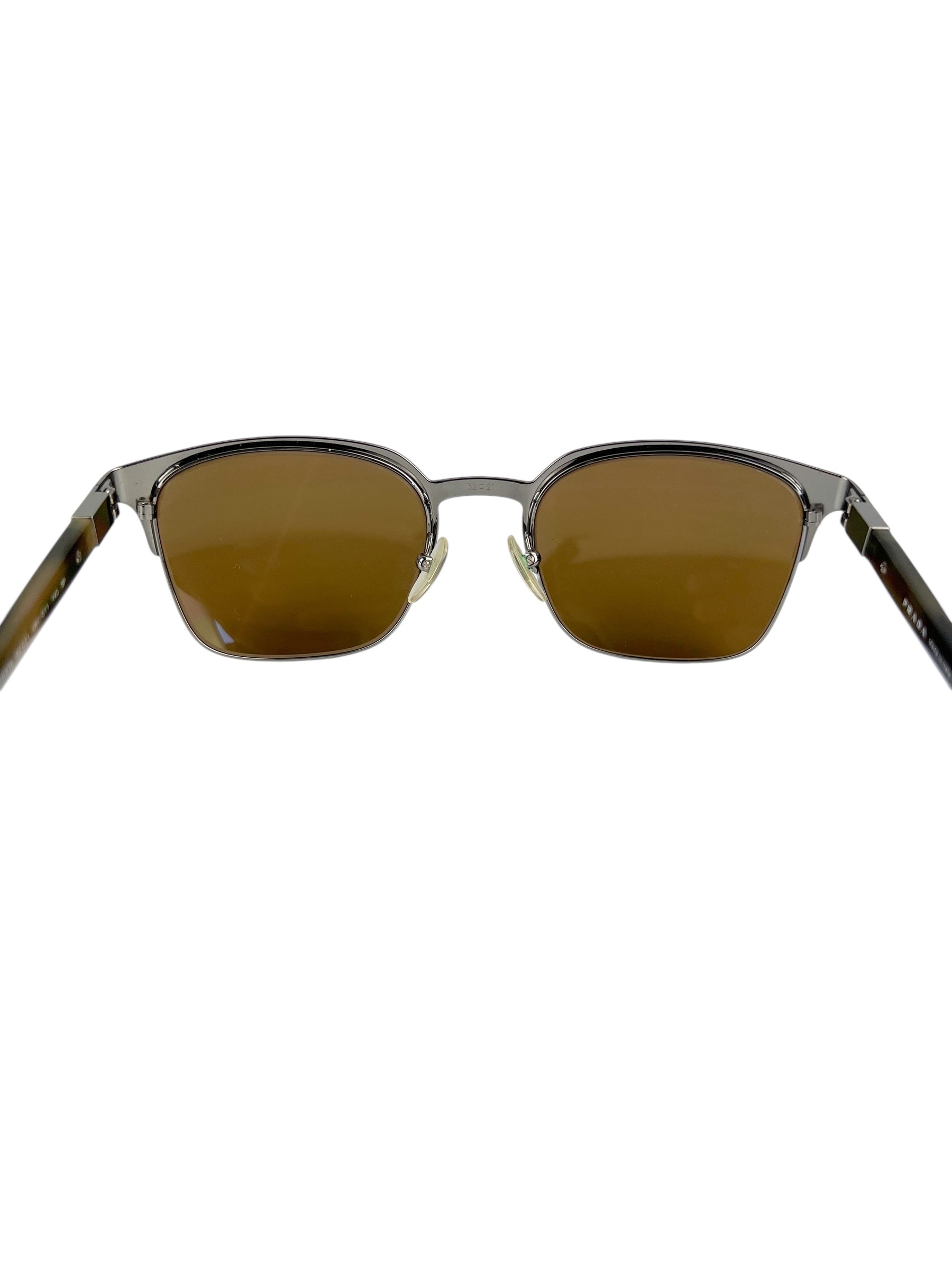 Prada Polarized Brown Metal Wayfarer Sunglasses