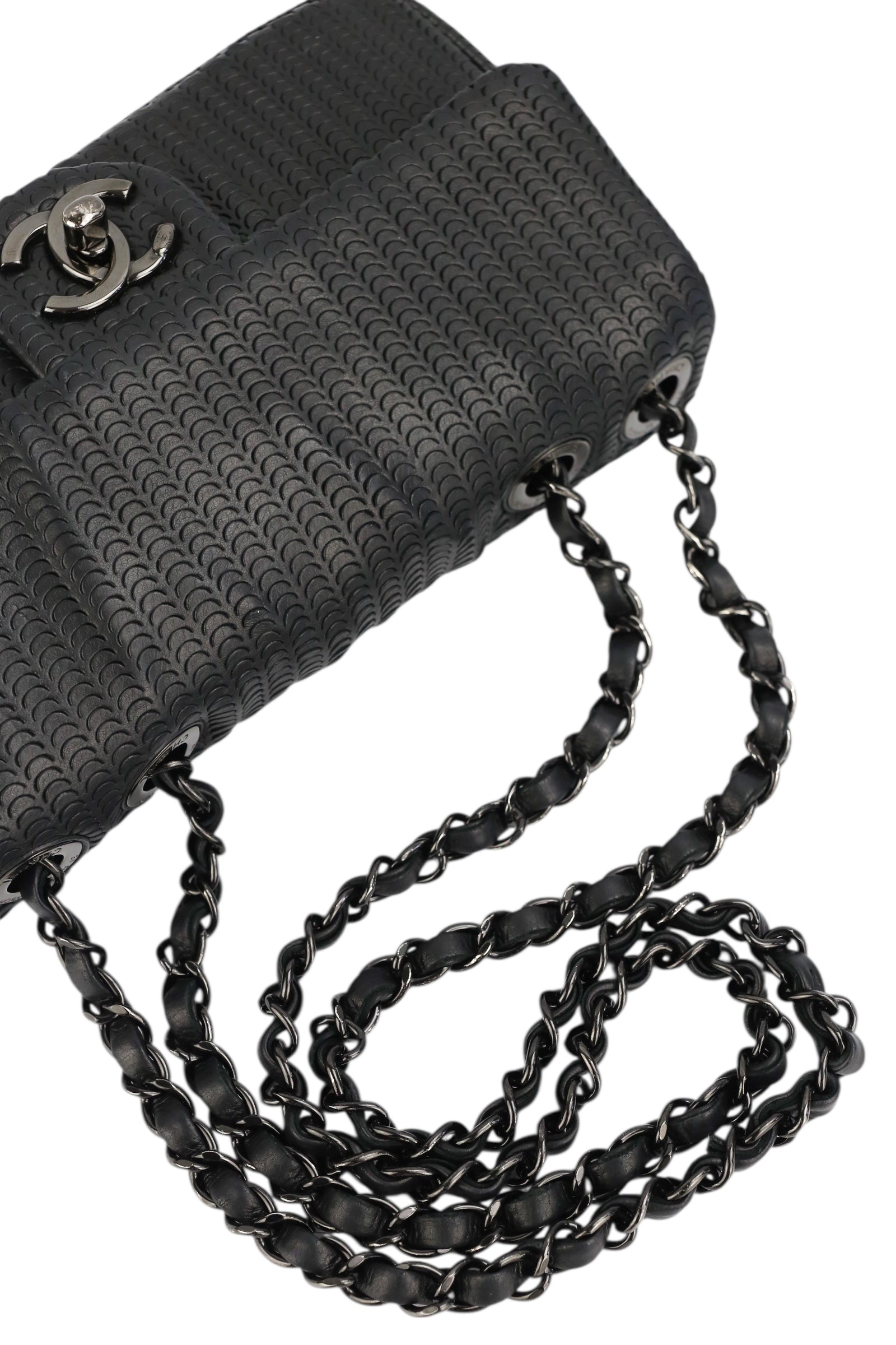 Chanel Black Lambskin Perforated Single Flap