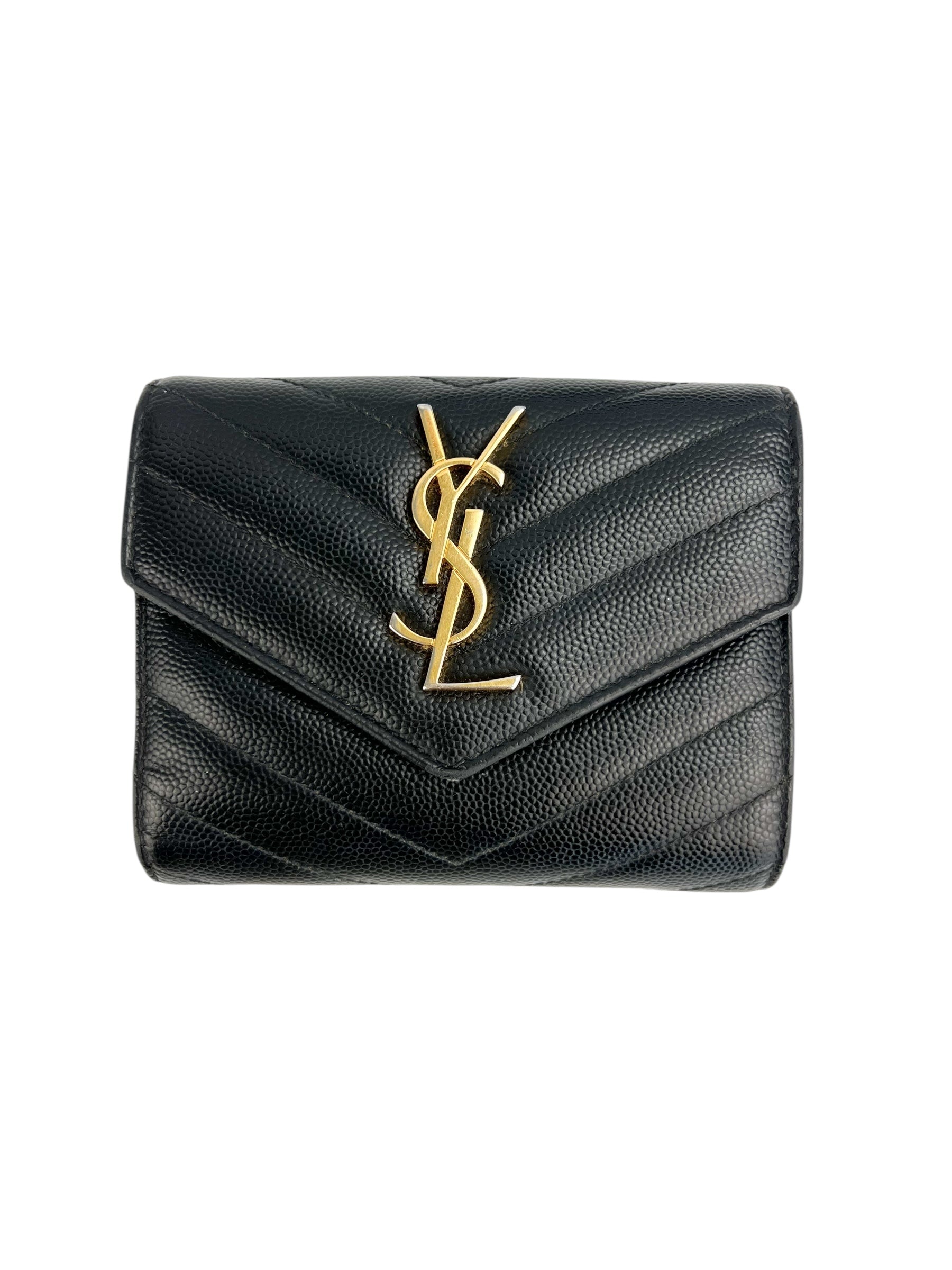 Saint Laurent Classic Monogram Trifold Wallet Black
