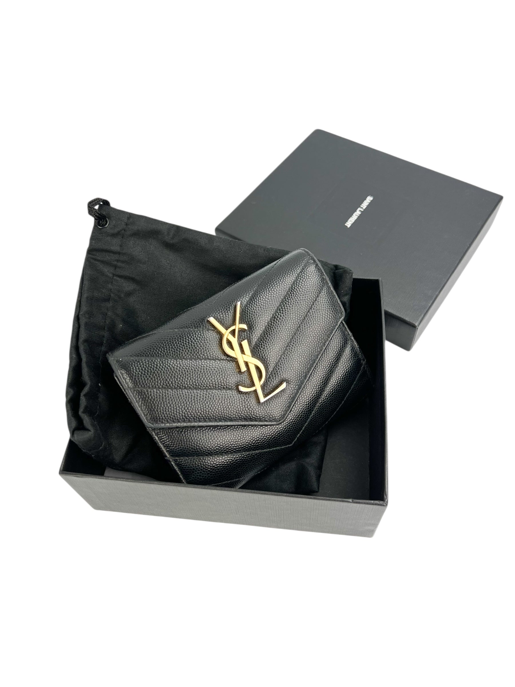 Saint Laurent Classic Monogram Trifold Wallet Black