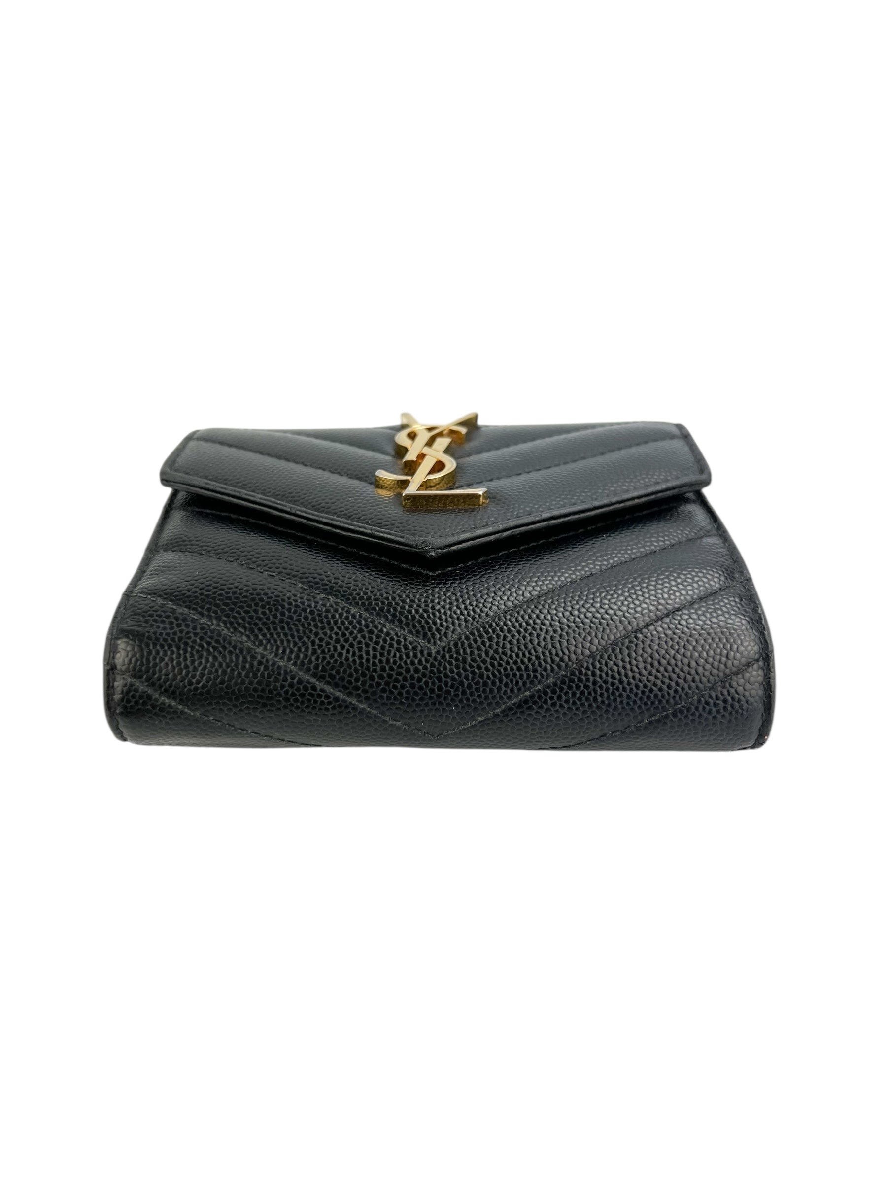 Saint Laurent Classic Monogram Trifold Wallet Black