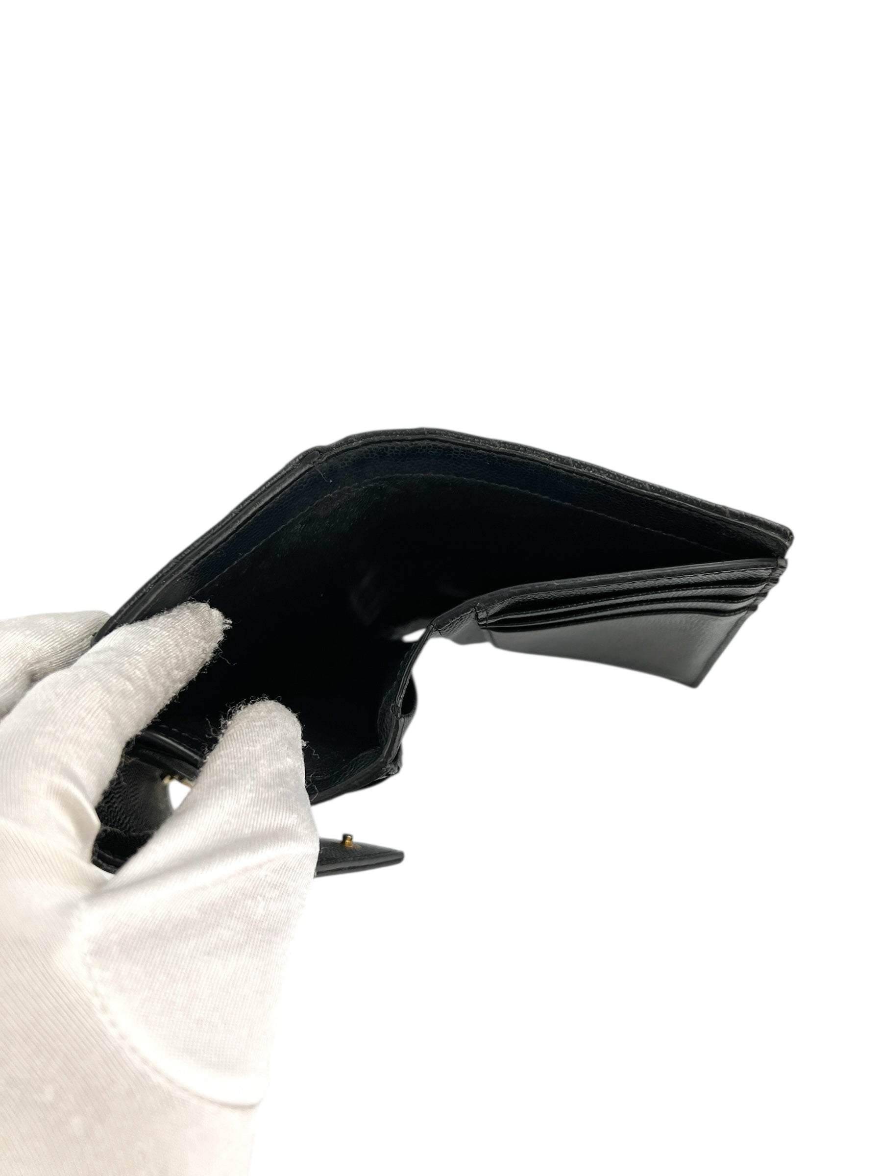 Saint Laurent Classic Monogram Trifold Wallet Black