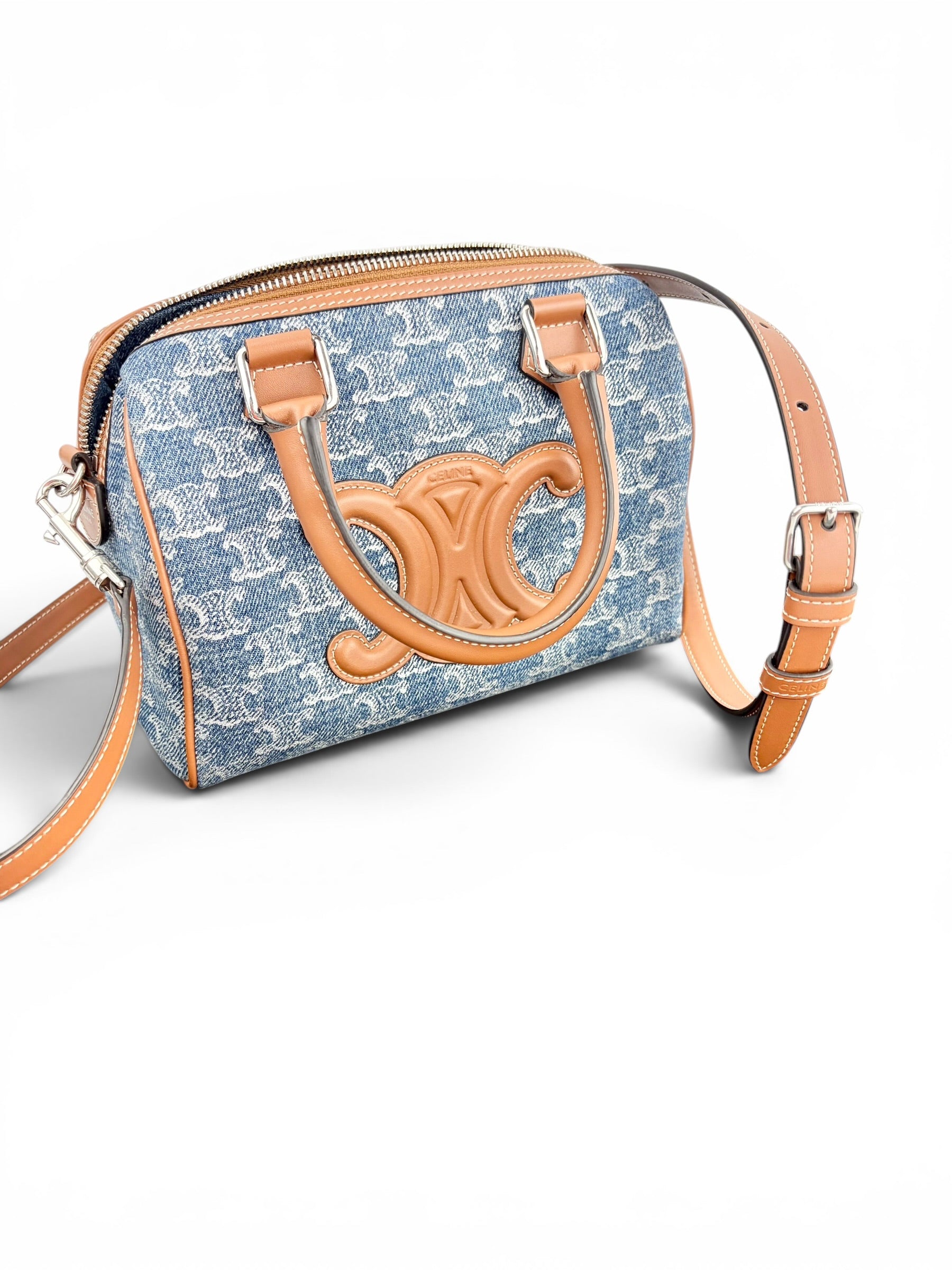 celine-denim-triomphe-25cm-boston-bag-w--strap-5
