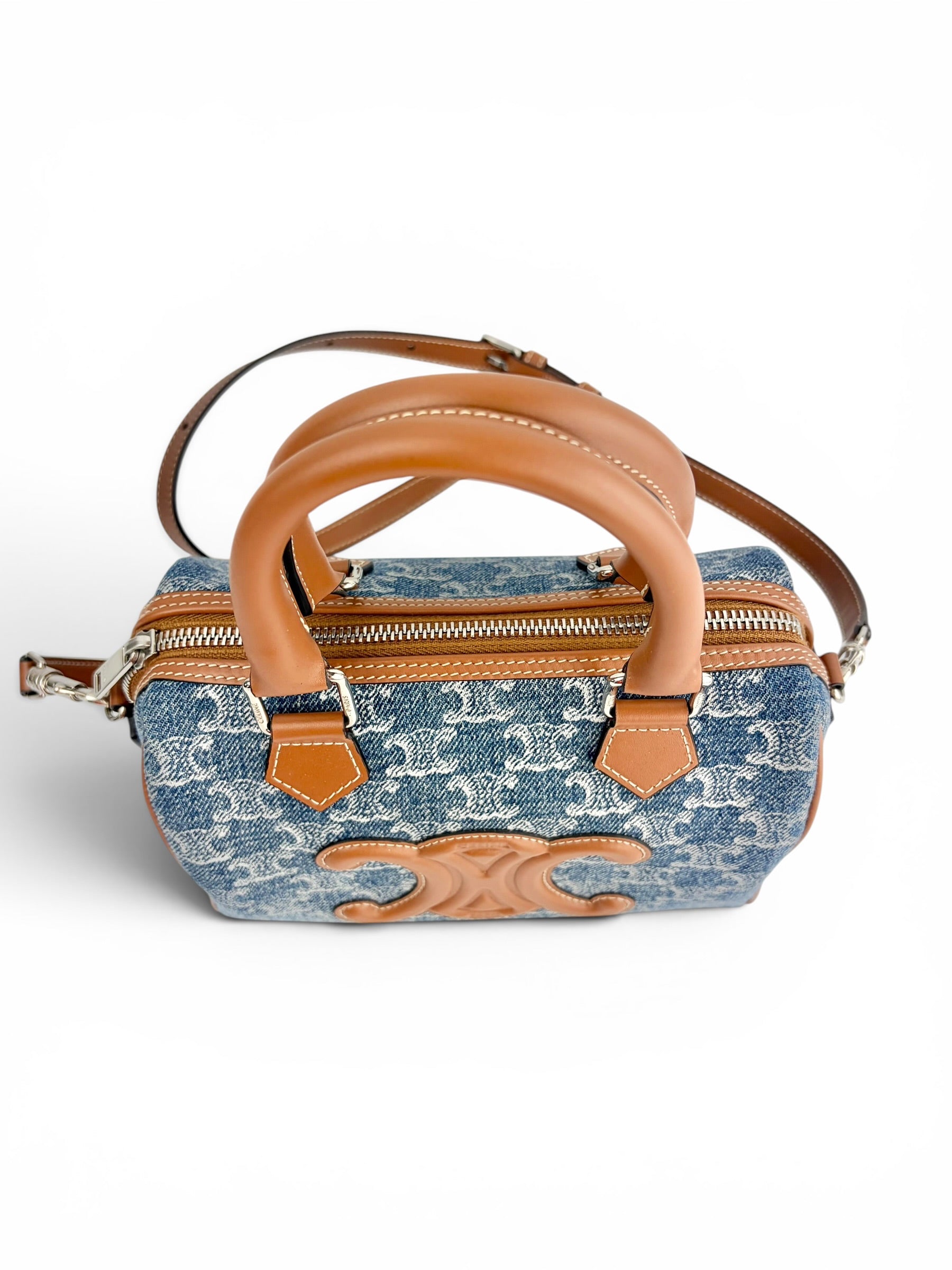 celine-denim-triomphe-25cm-boston-bag-w--strap-4