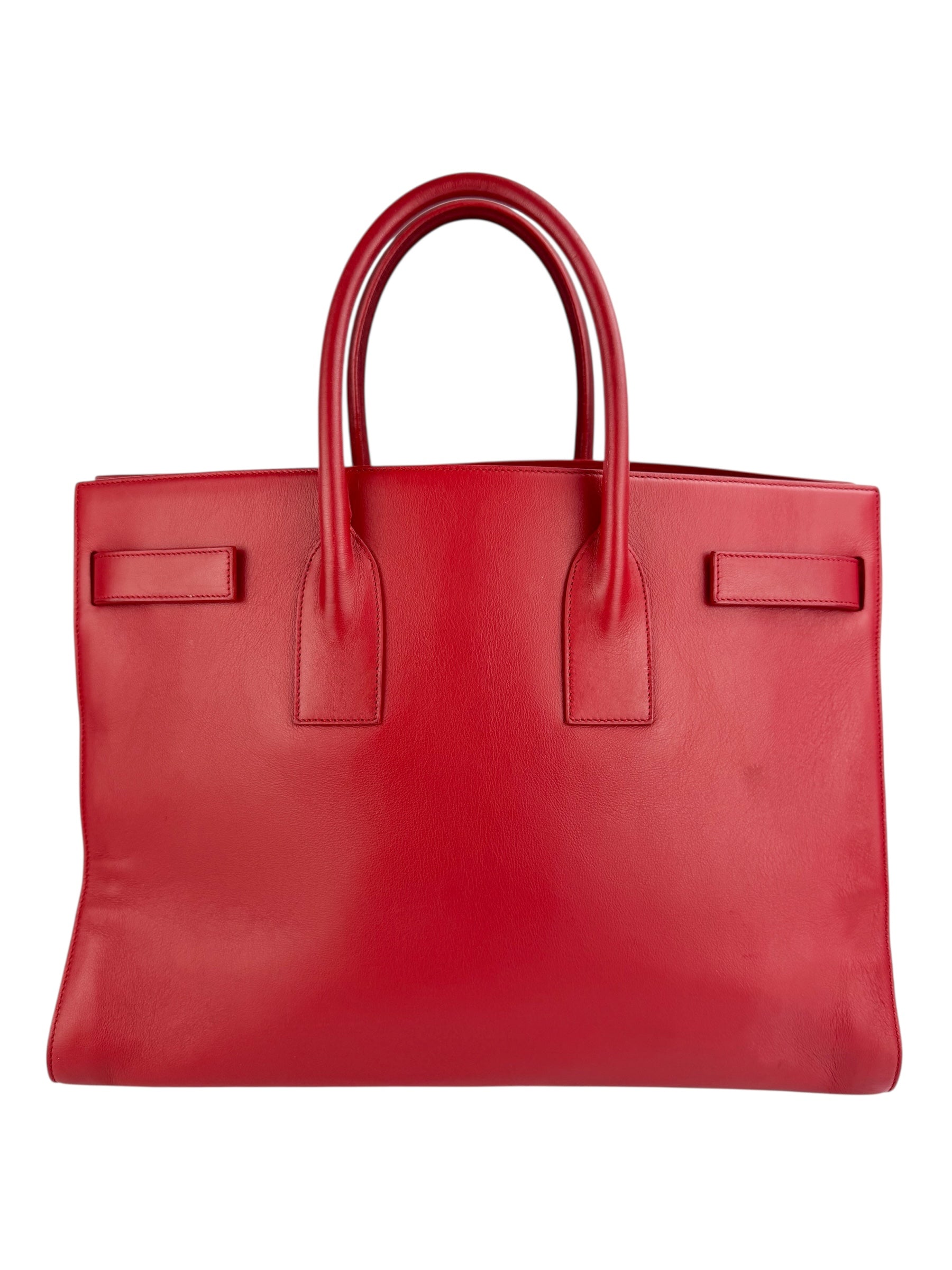 Saint Laurent Red Leather Large Sac De Jour