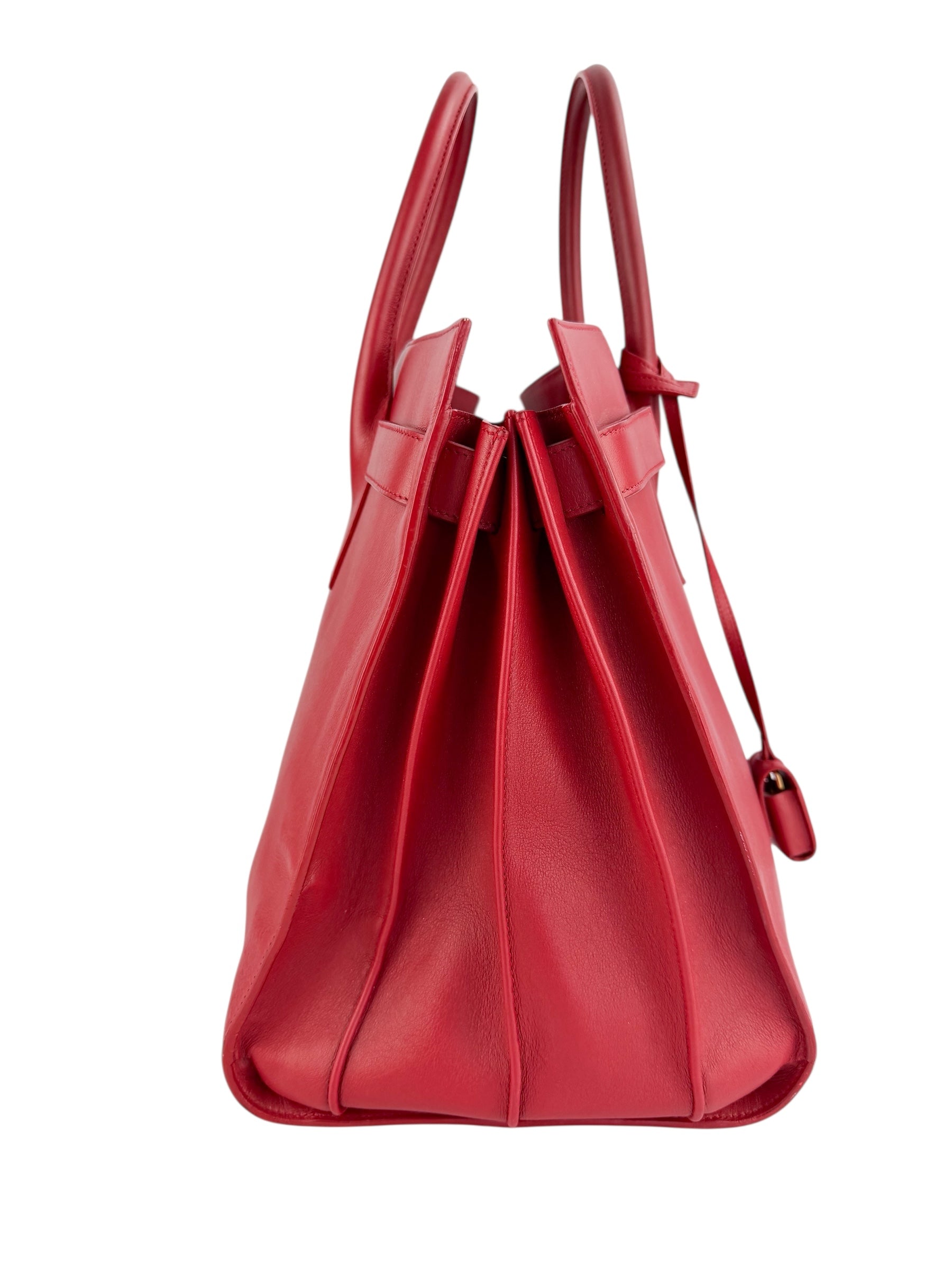 Saint Laurent Red Leather Large Sac De Jour
