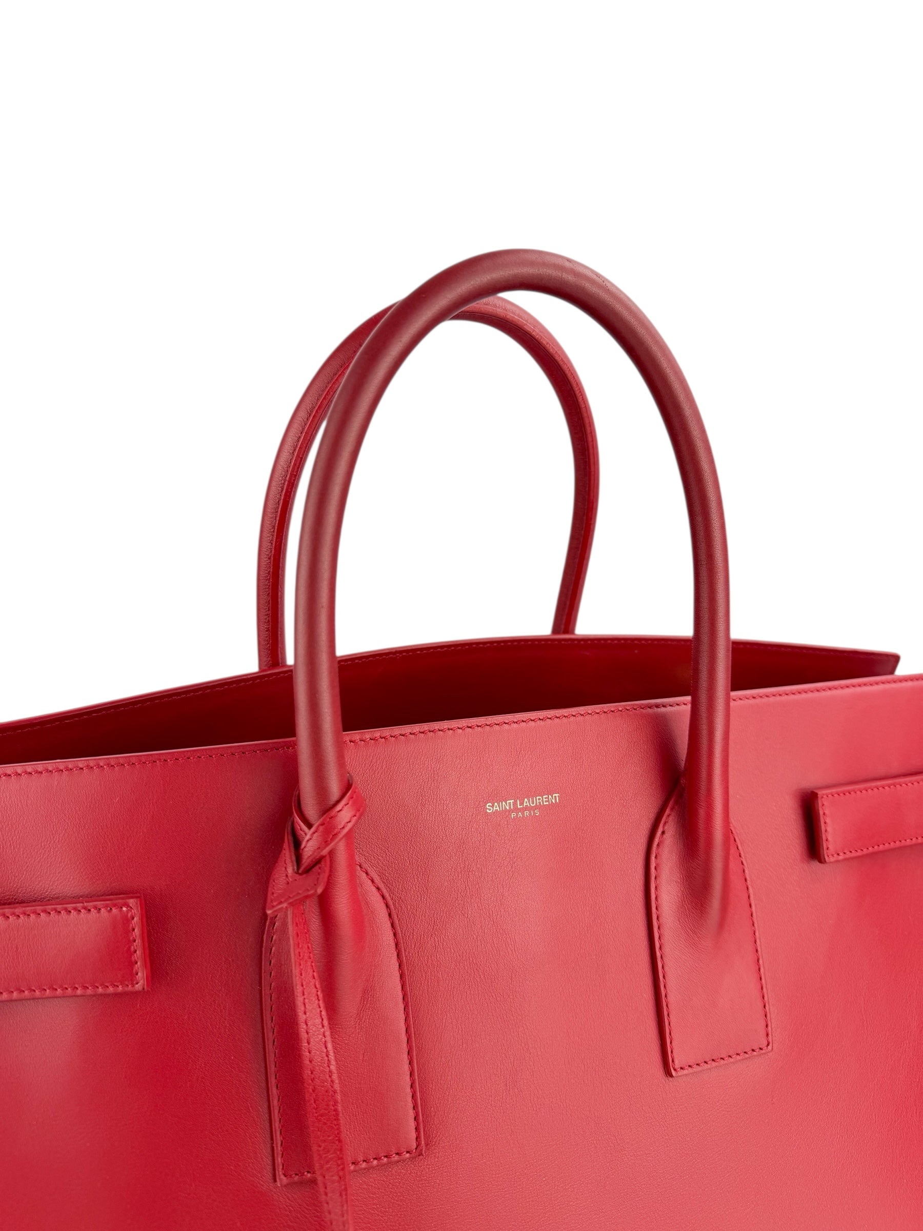 Saint Laurent Red Leather Large Sac De Jour
