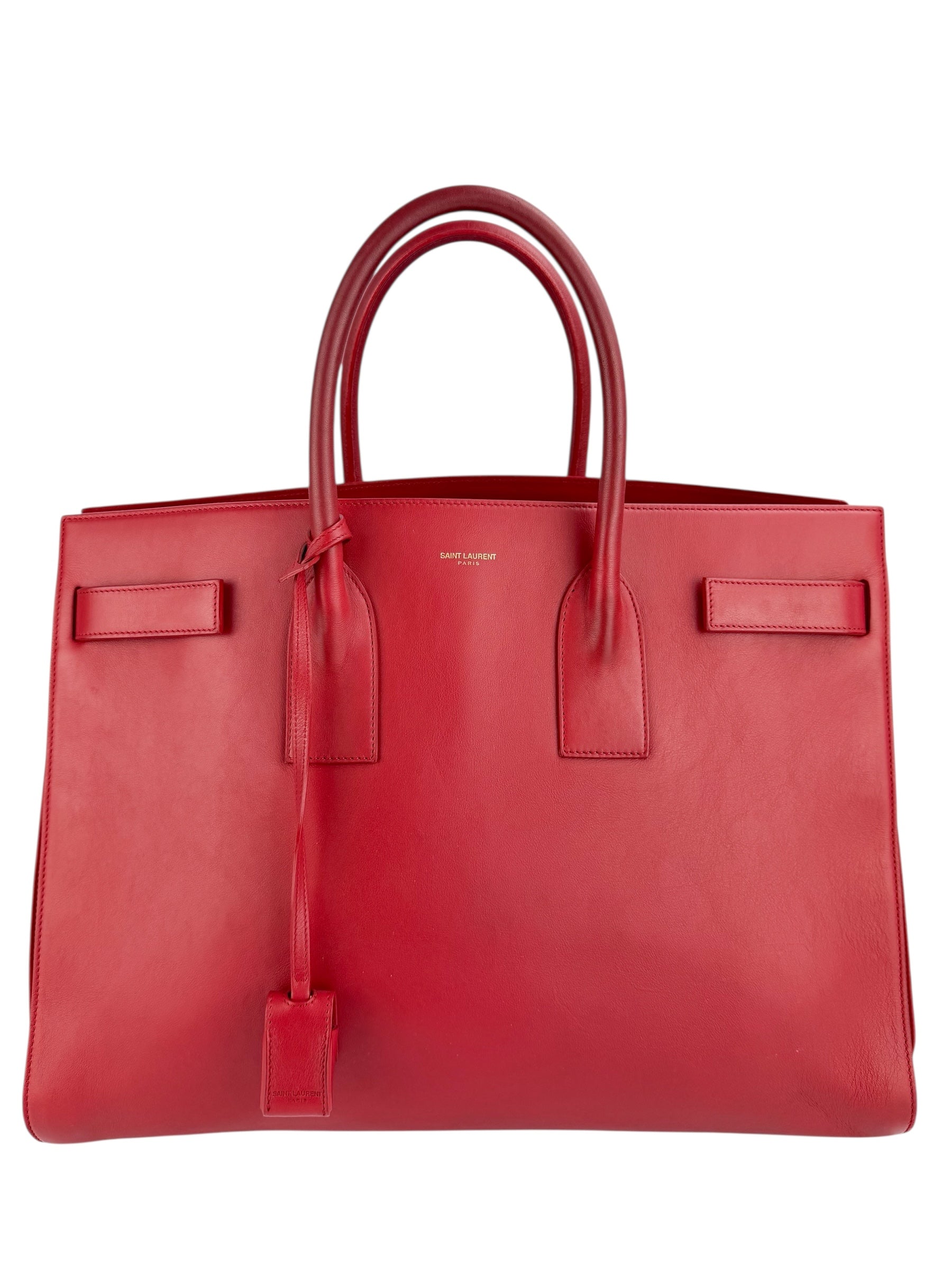 Saint Laurent Red Leather Large Sac De Jour