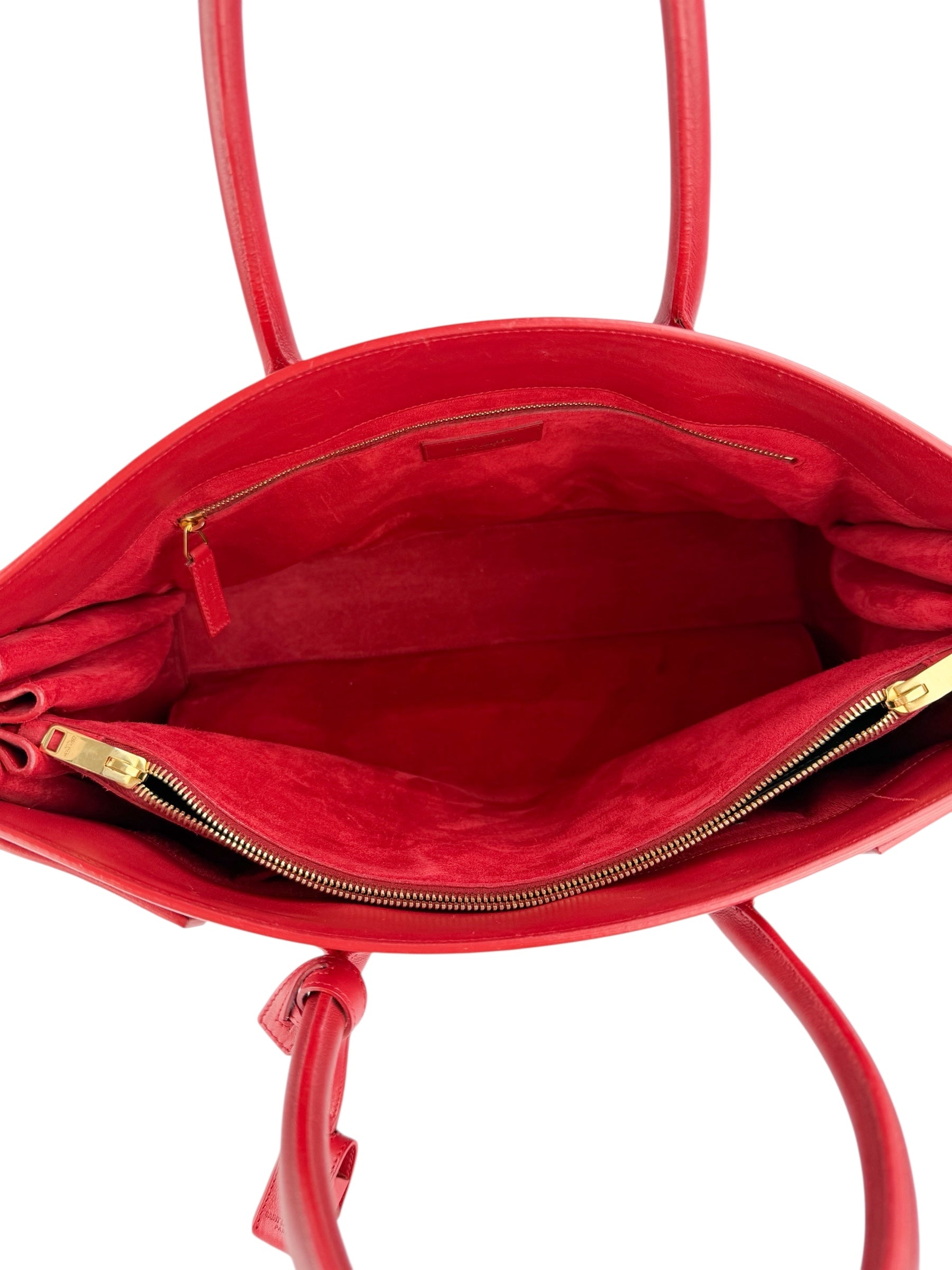 Saint Laurent Red Leather Large Sac De Jour