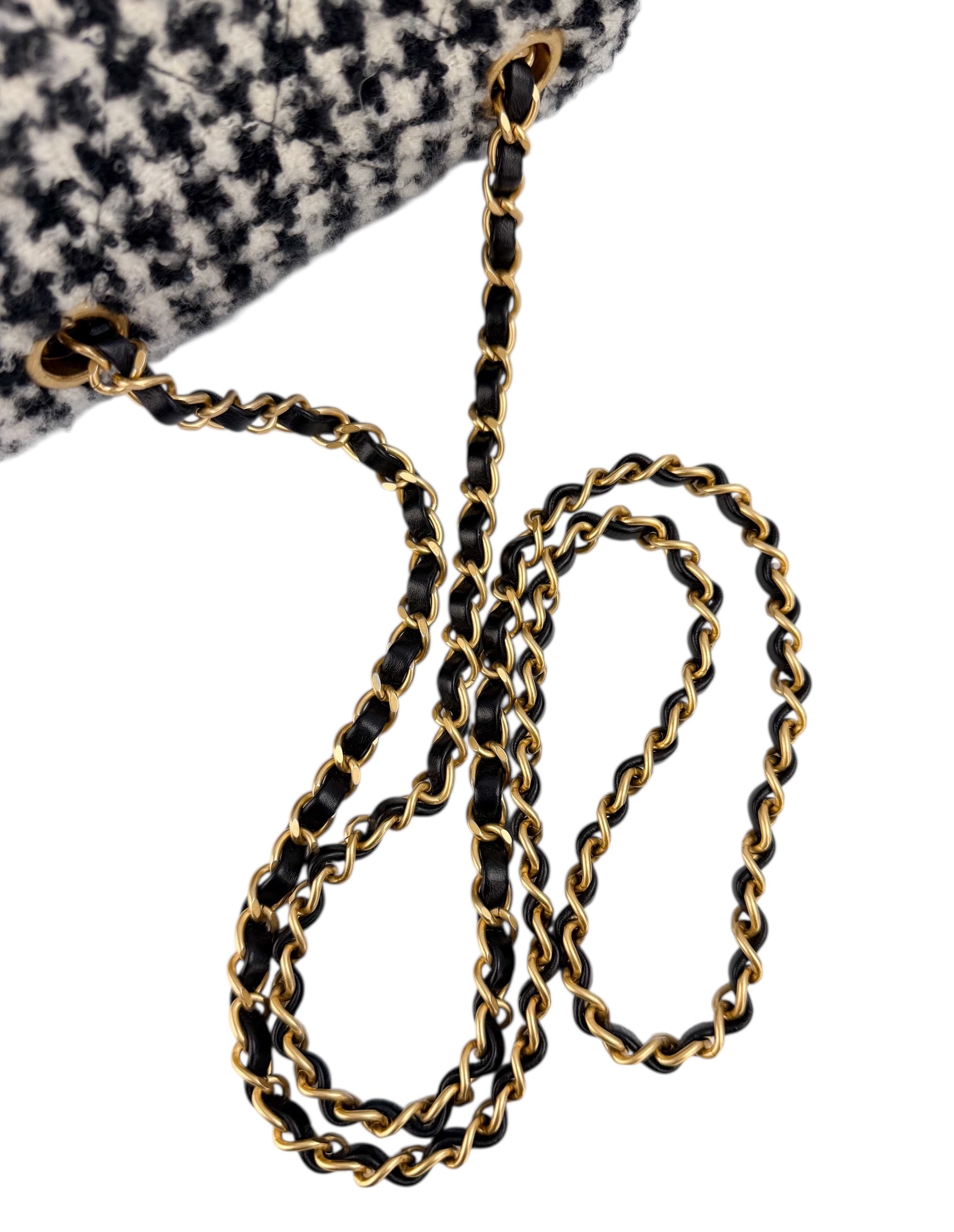 Chanel Mini Square Tweed Houndstooth Flap Classic